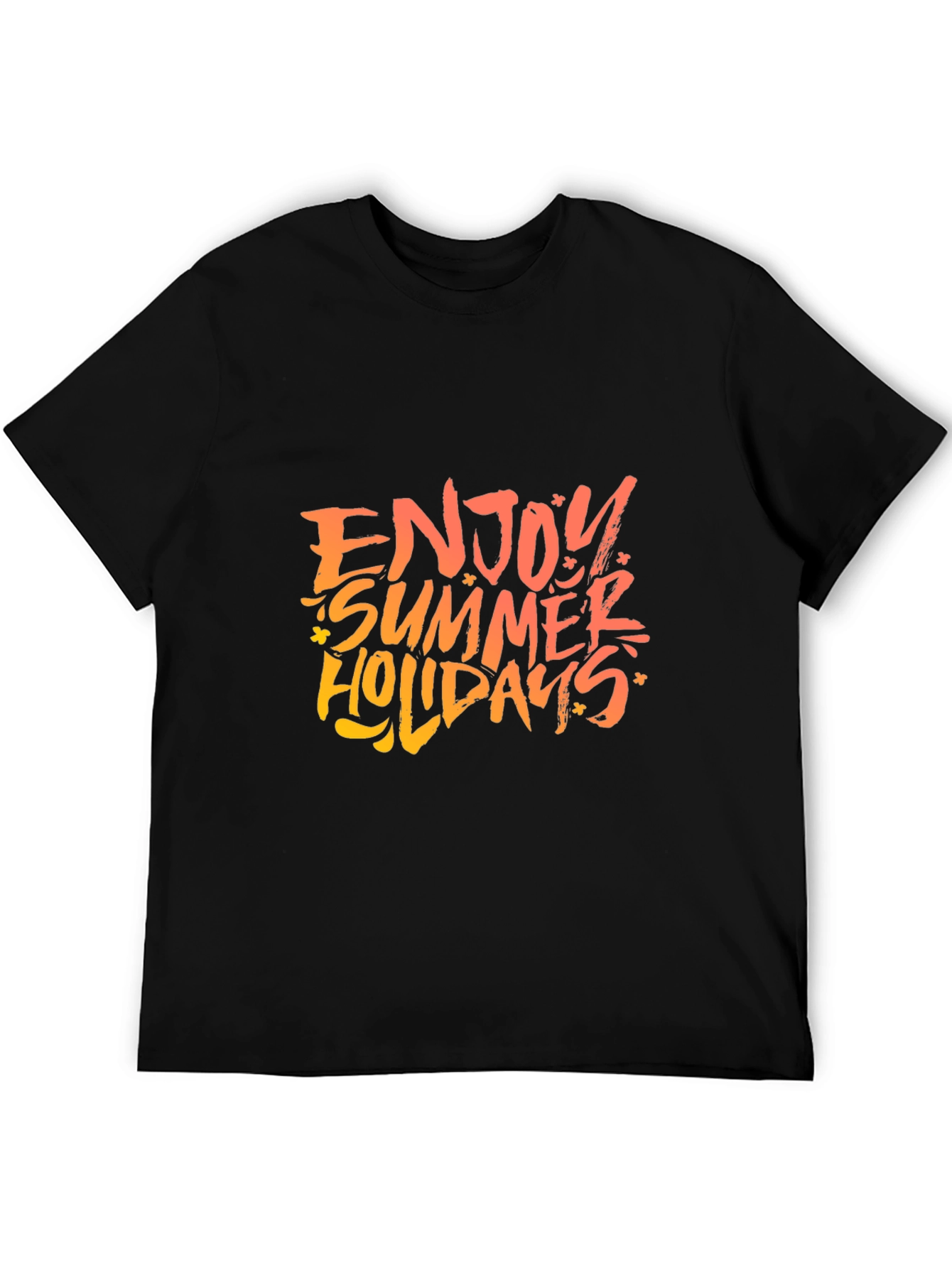 Enjoy Summer Holidays Black Graphic T-Shirt
