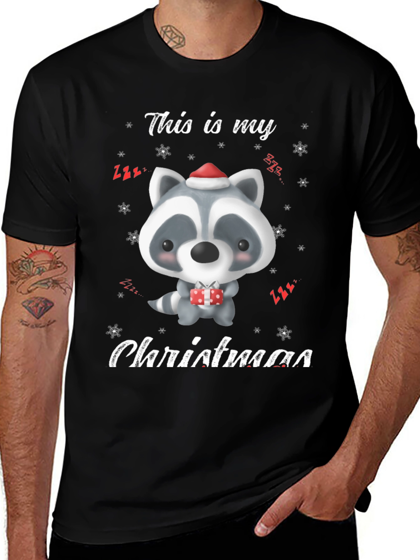 Cute Christmas Raccoon T-Shirt