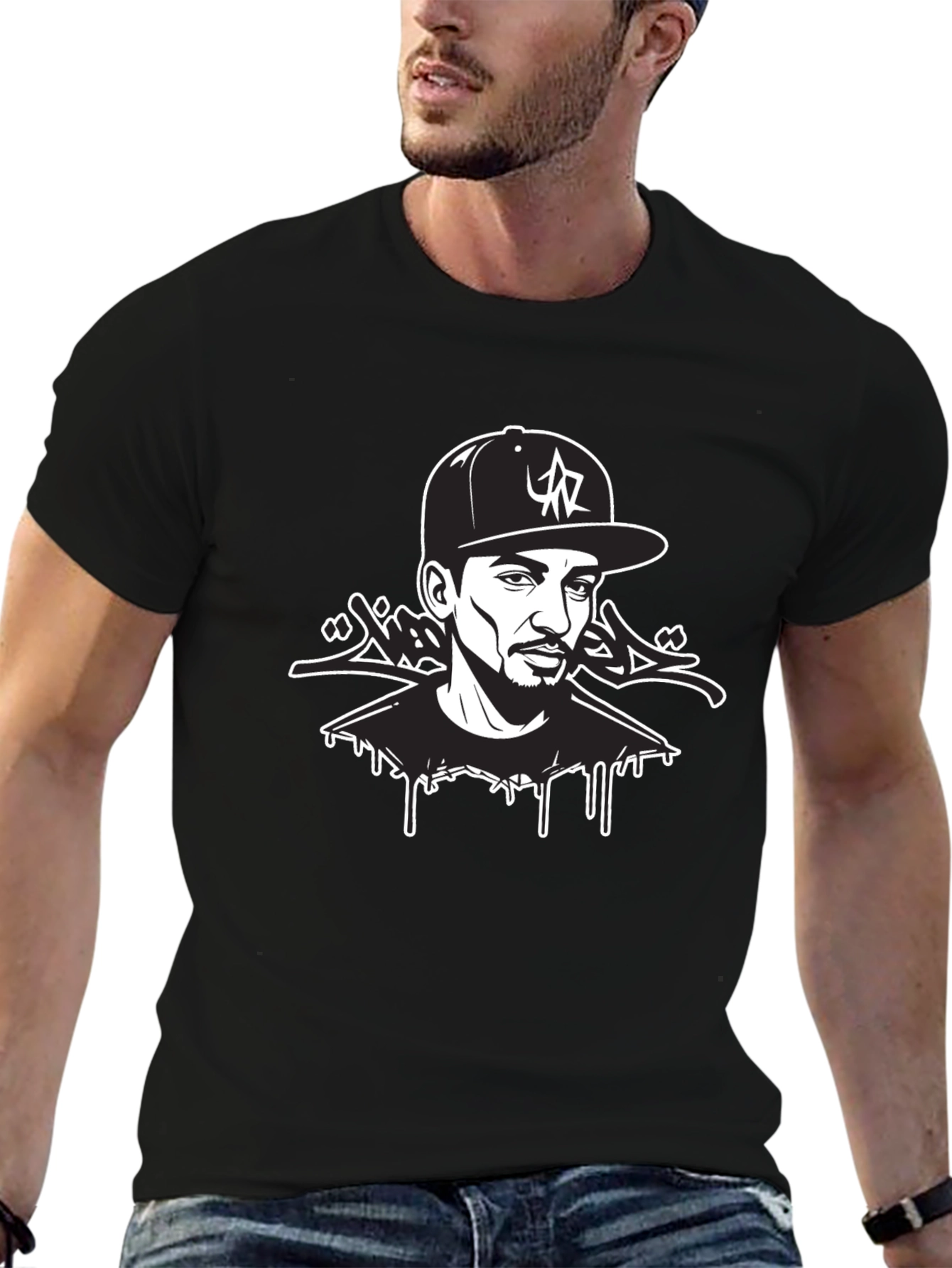 Urban Style Graphic Tee - Black