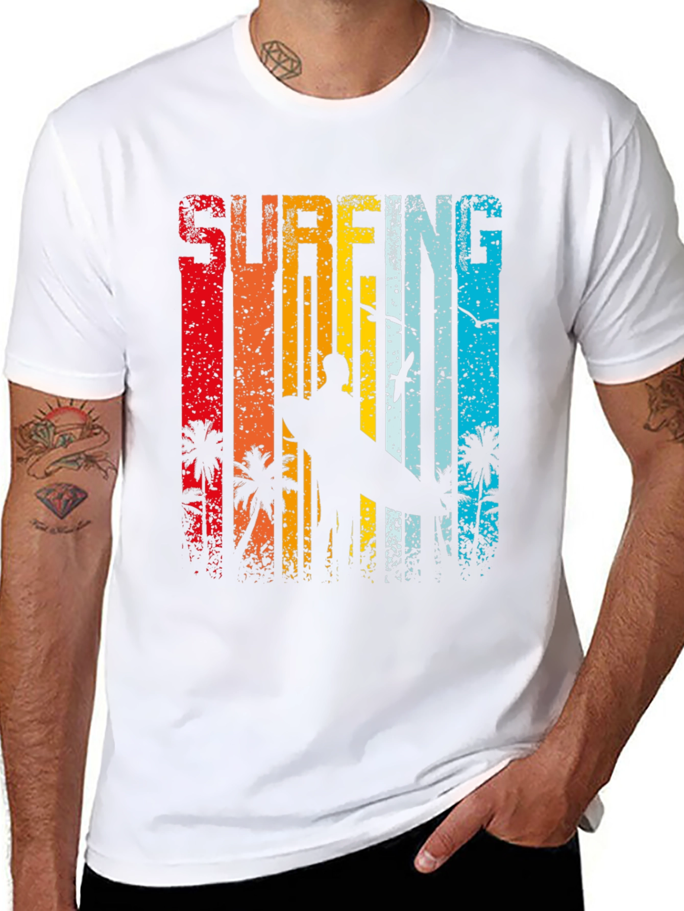 Retro Surfing Graphic Tee - Black