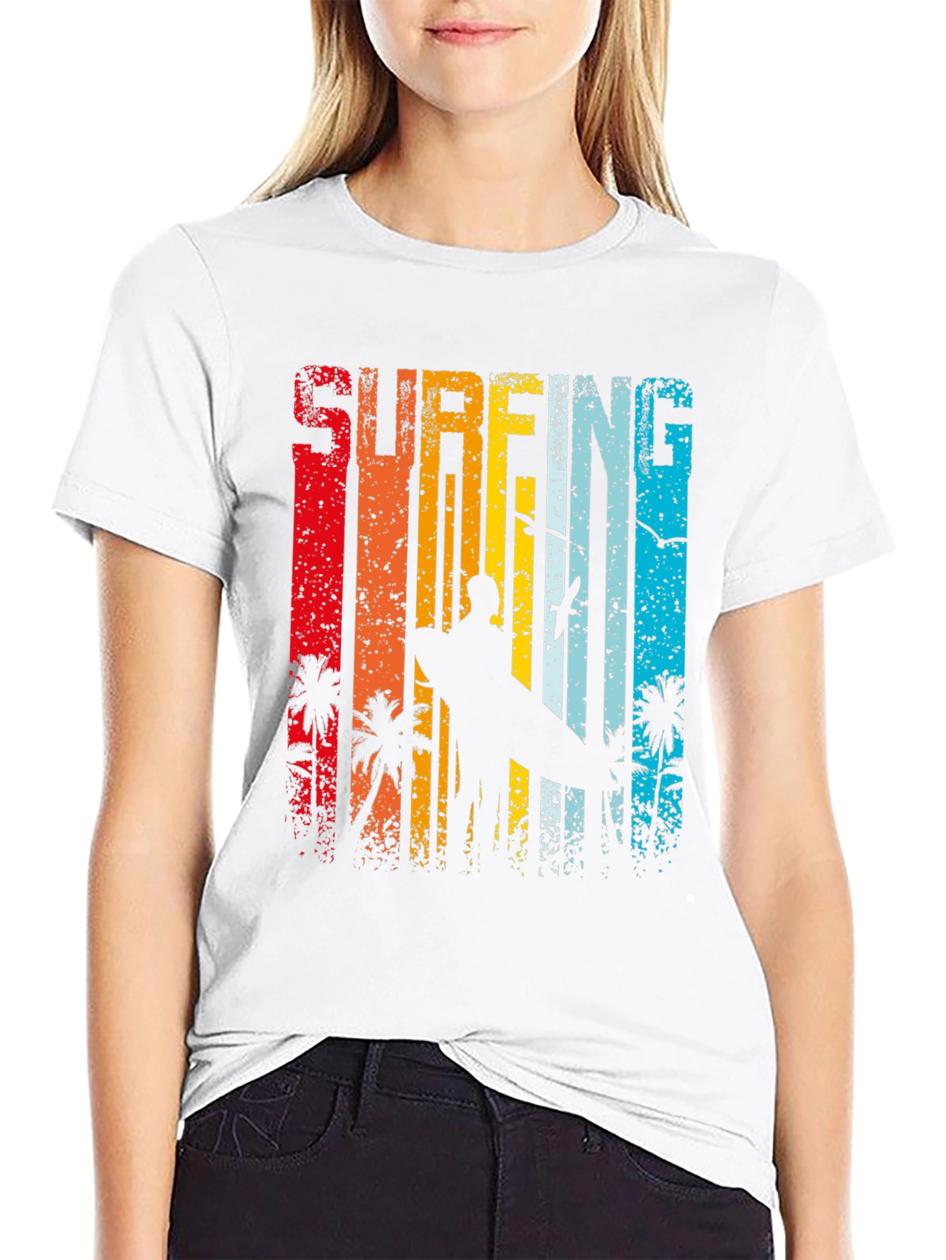 Retro Surfing Graphic Tee - Black