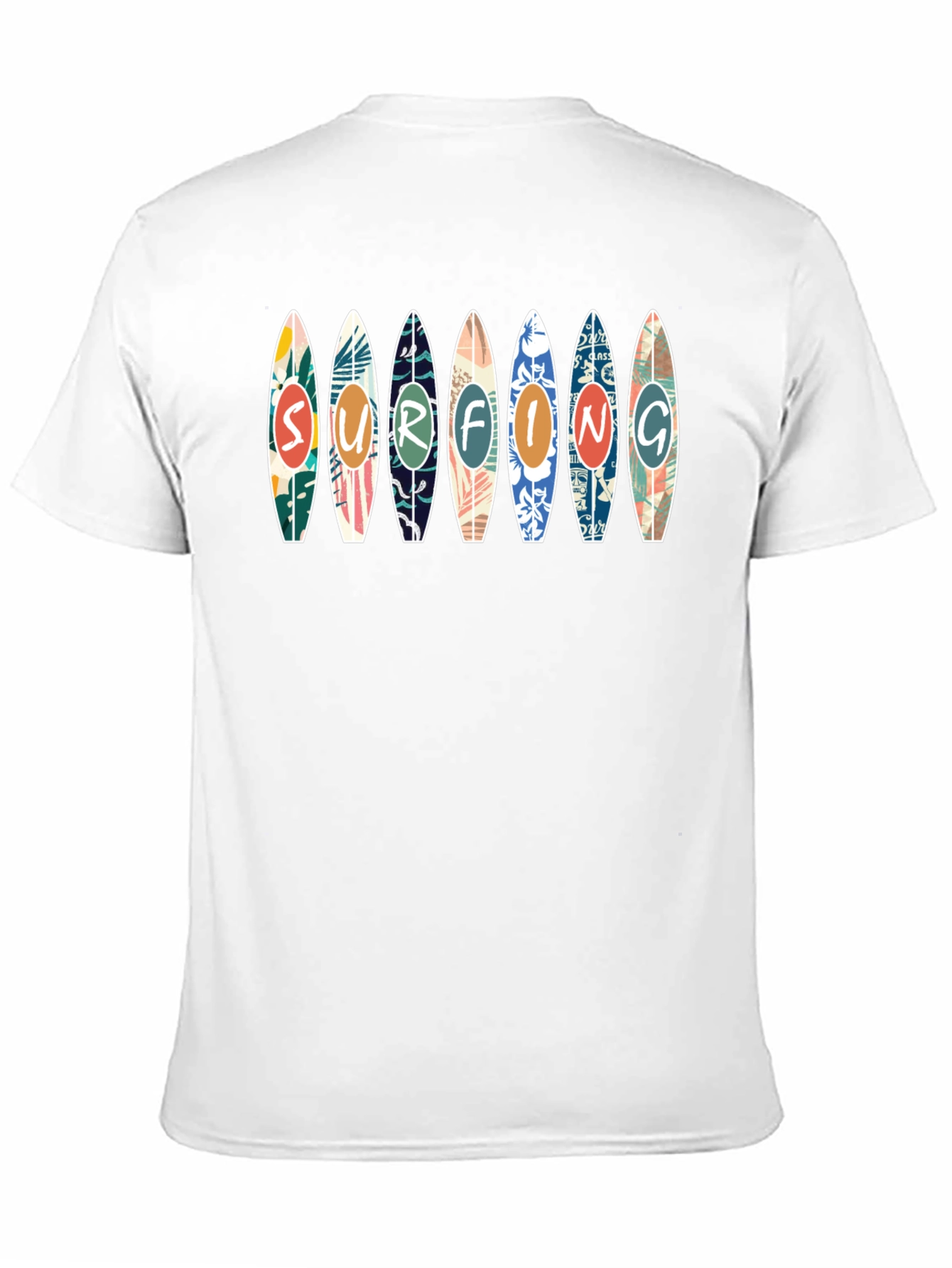 Surfing Design Tee - Black Cotton Graphic T-Shirt