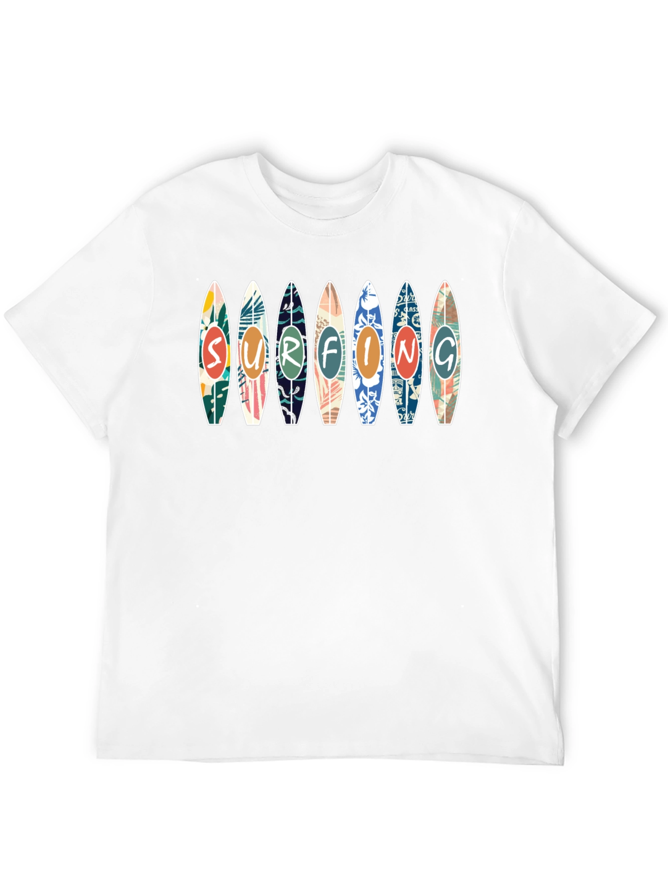 Surfing Design Tee - Black Cotton Graphic T-Shirt