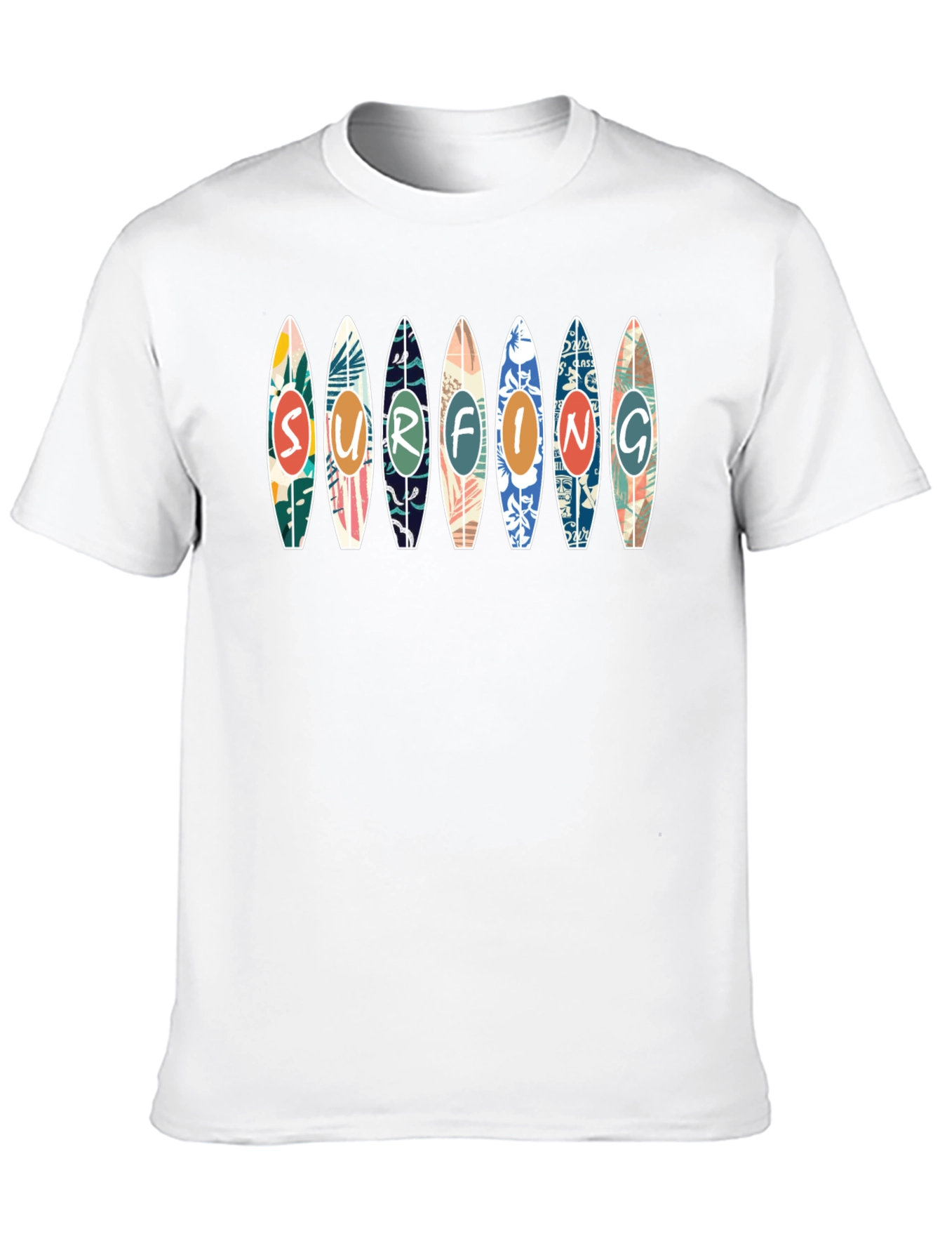Surfing Design Tee - Black Cotton Graphic T-Shirt