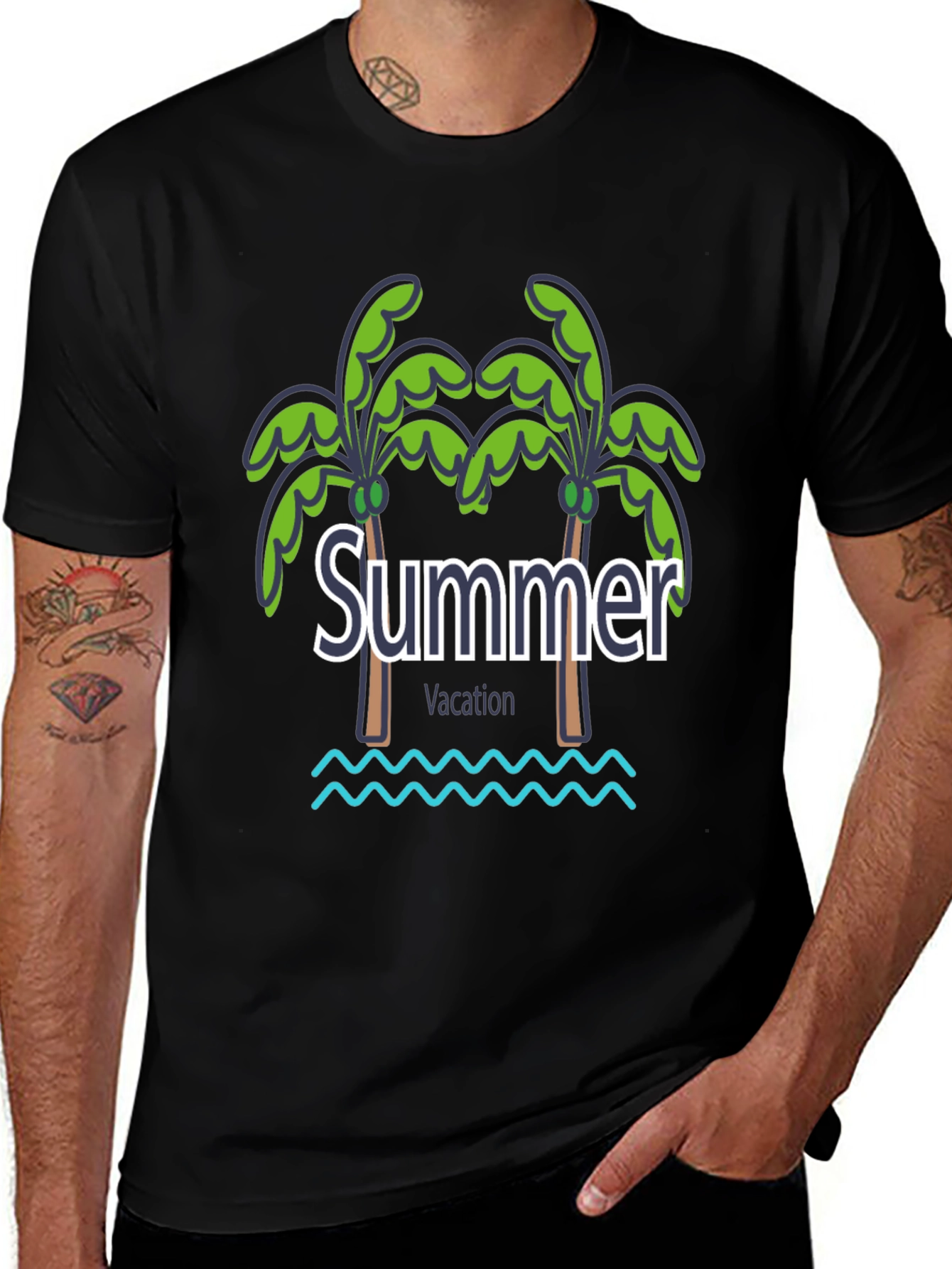 Summer Vacation Graphic Tee - Black