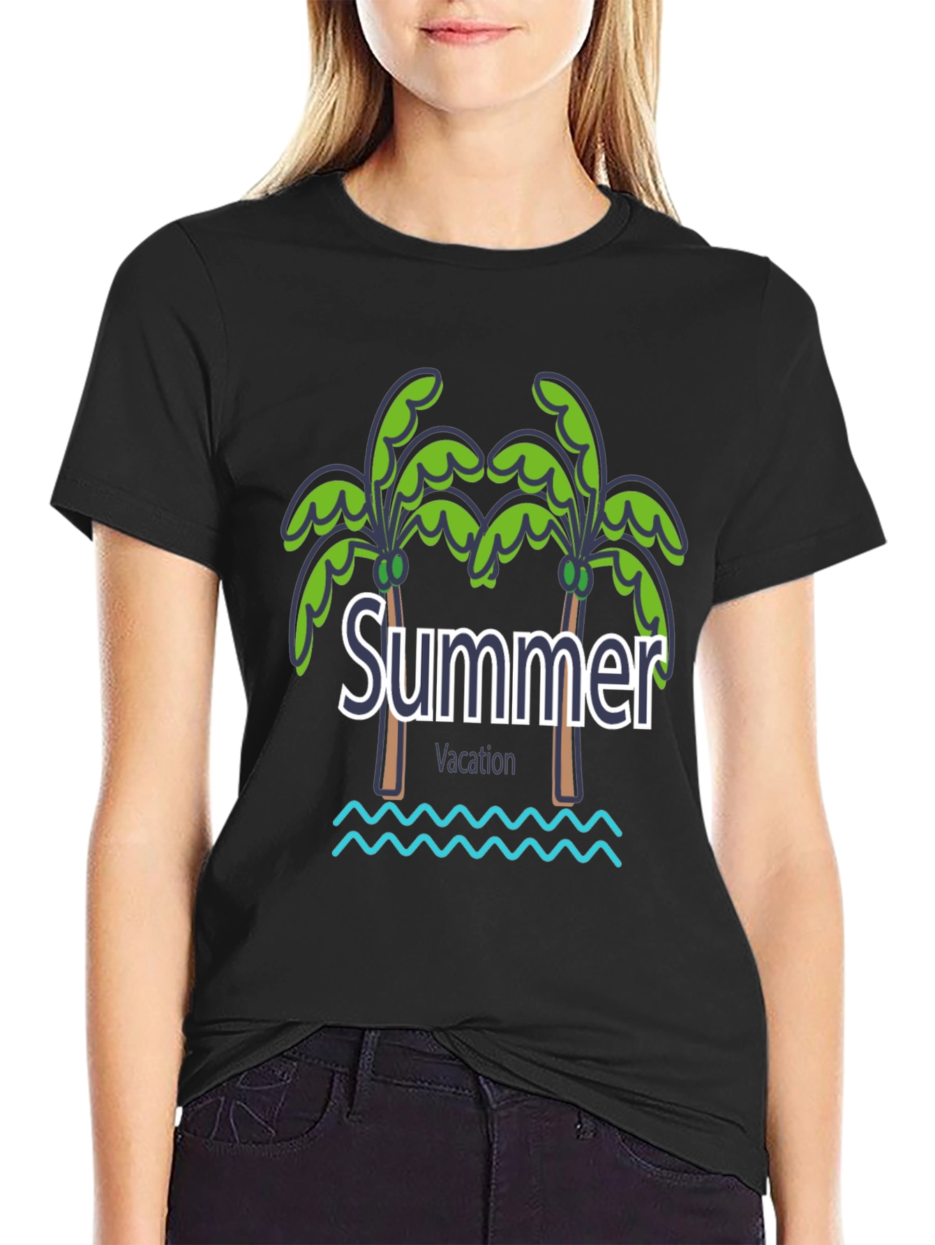 Summer Vacation Graphic Tee - Black