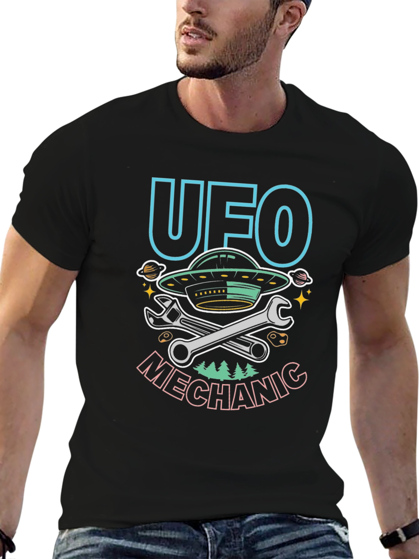 UFO Mechanic T-Shirt - Funny Alien Repair Tee