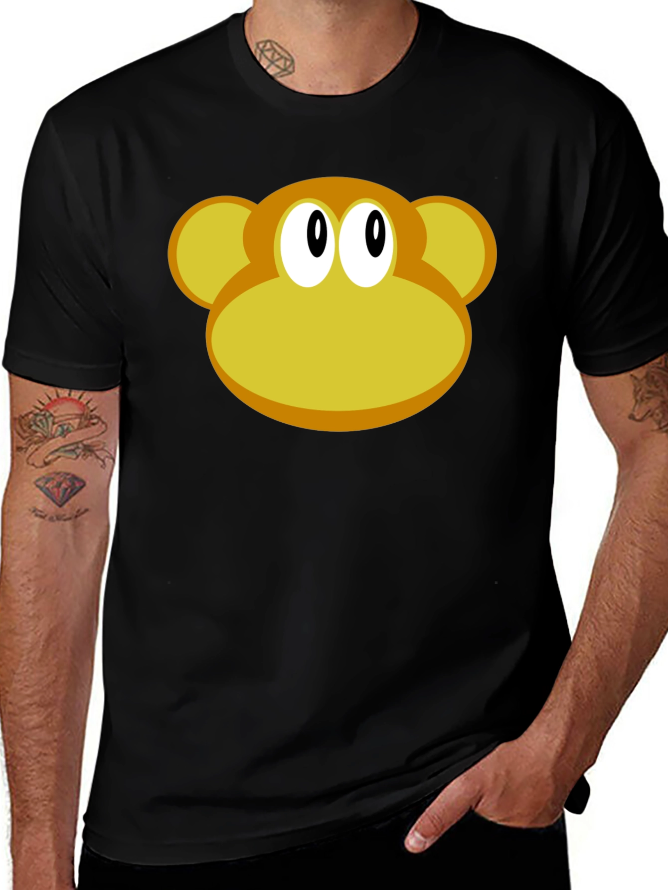 Monkey Face Graphic Tee - Classic Cartoon Design