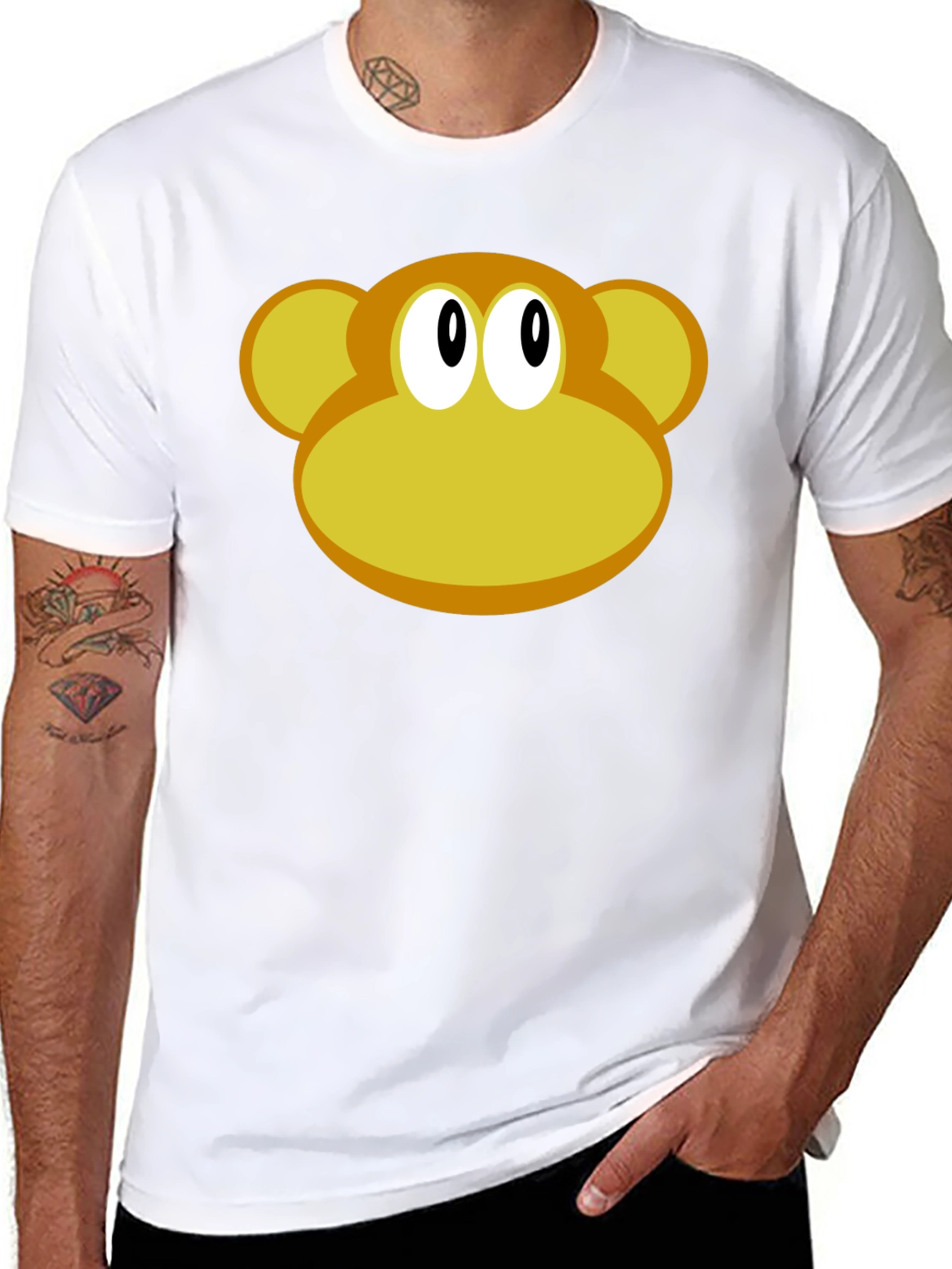 Monkey Face Graphic Tee - Classic Cartoon Design
