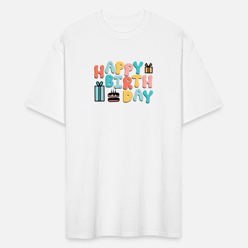 Happy Birthday Typography Art with Cake & Gifts