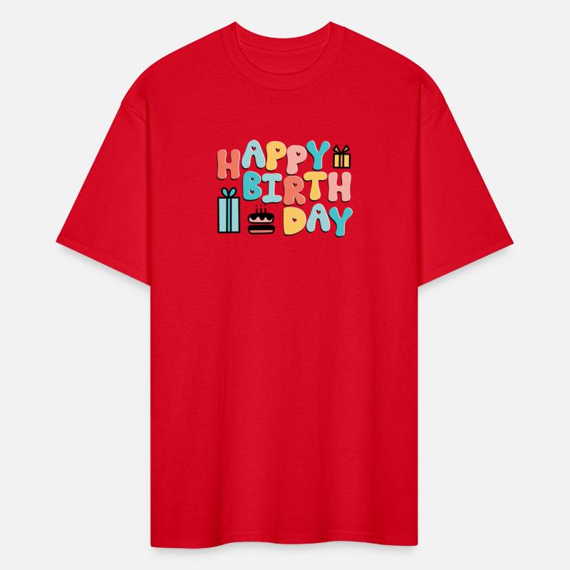 Happy Birthday Typography Art with Cake & Gifts
