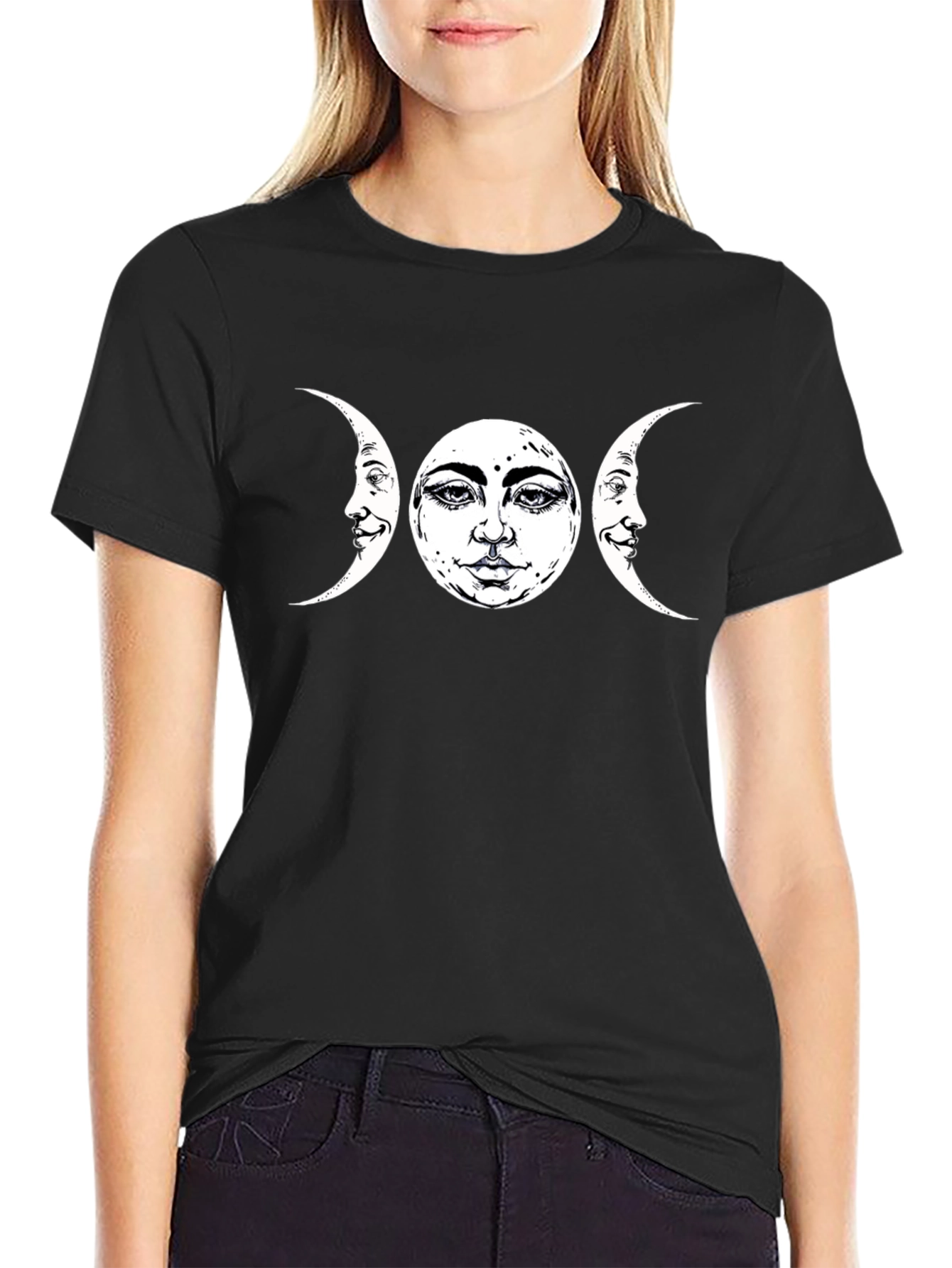 Triple Moon Goddess Black T-Shirt