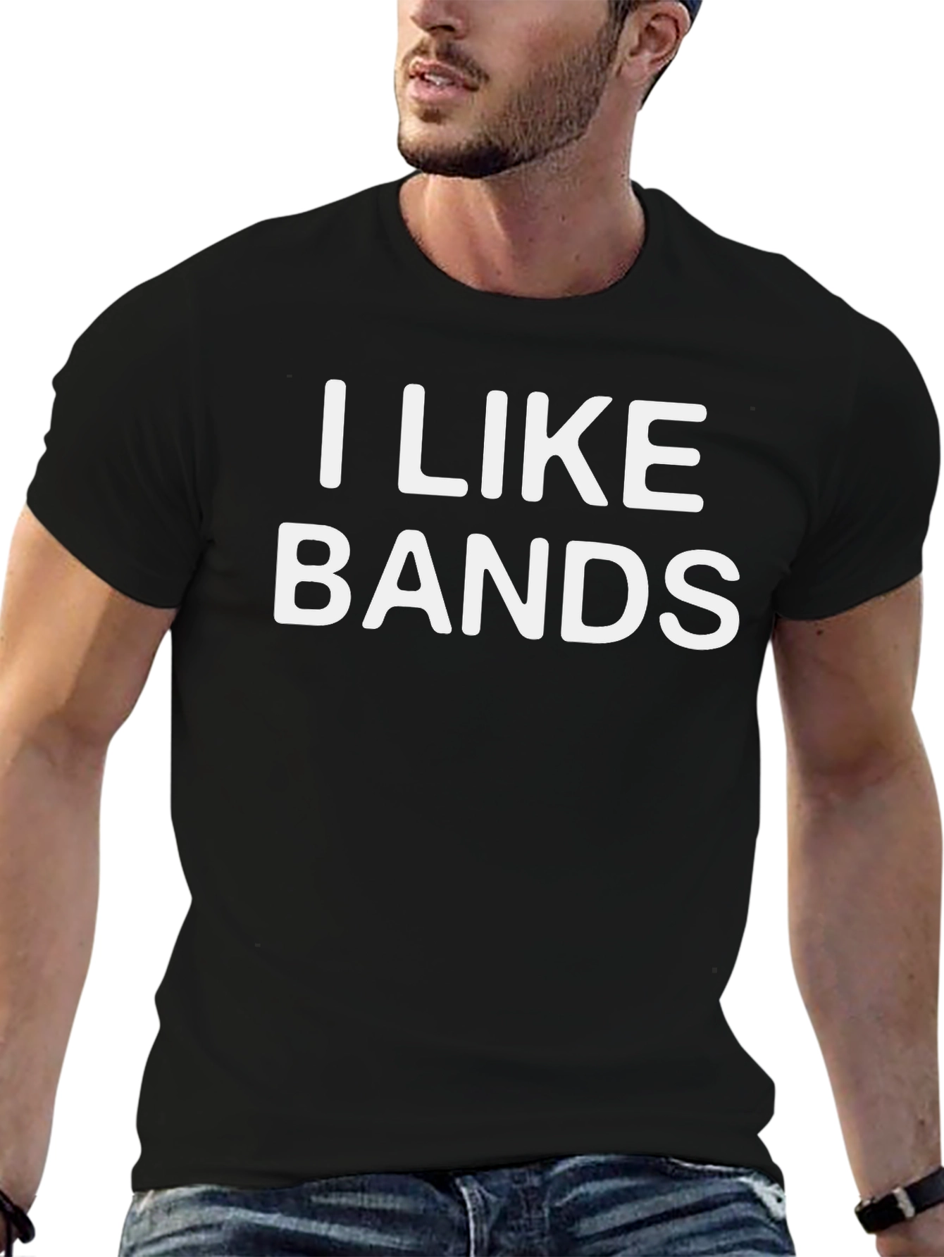 I Like Bands Graphic Tee - Black Cotton T-Shirt