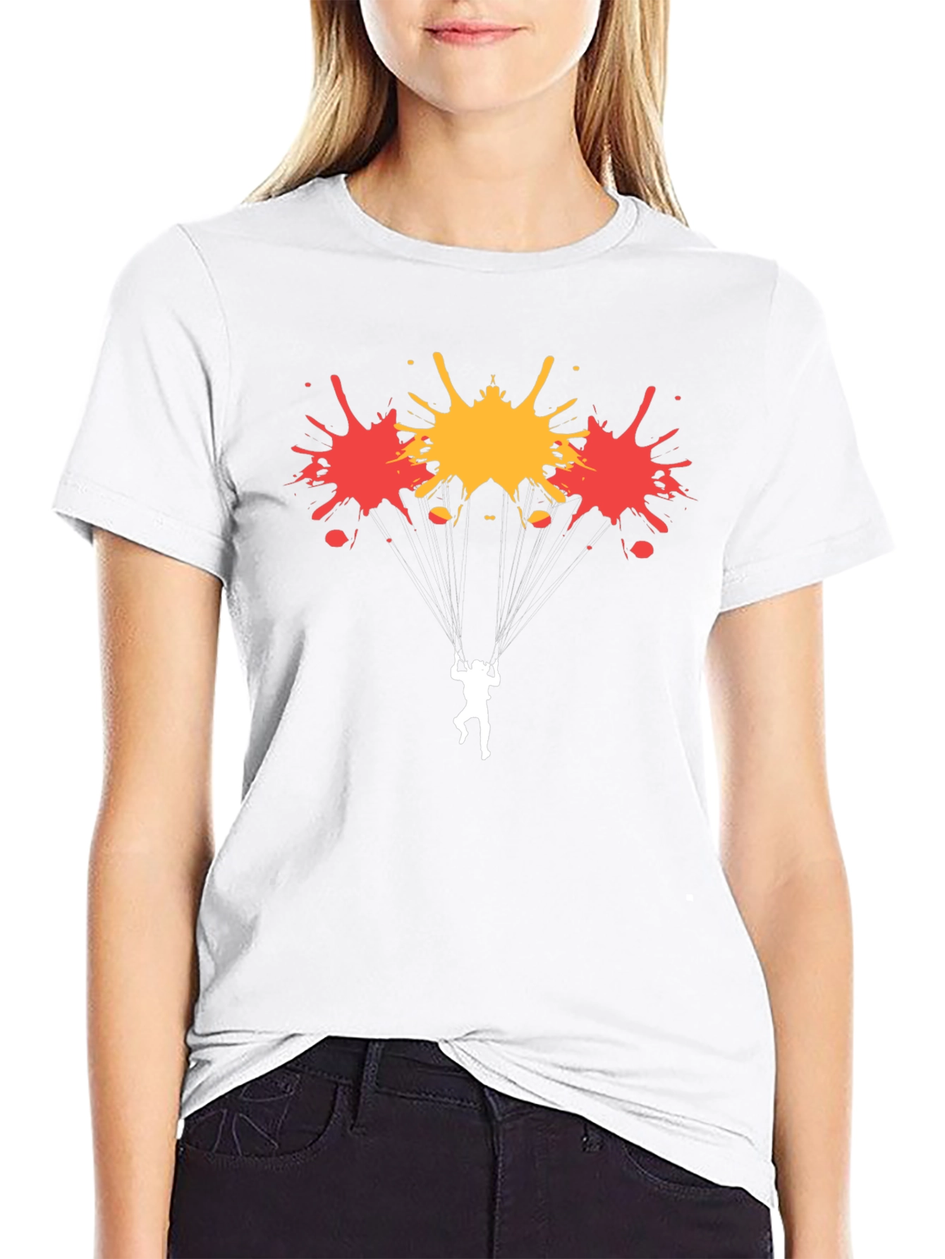 Skydiving Paint Splatter Black Graphic Tee