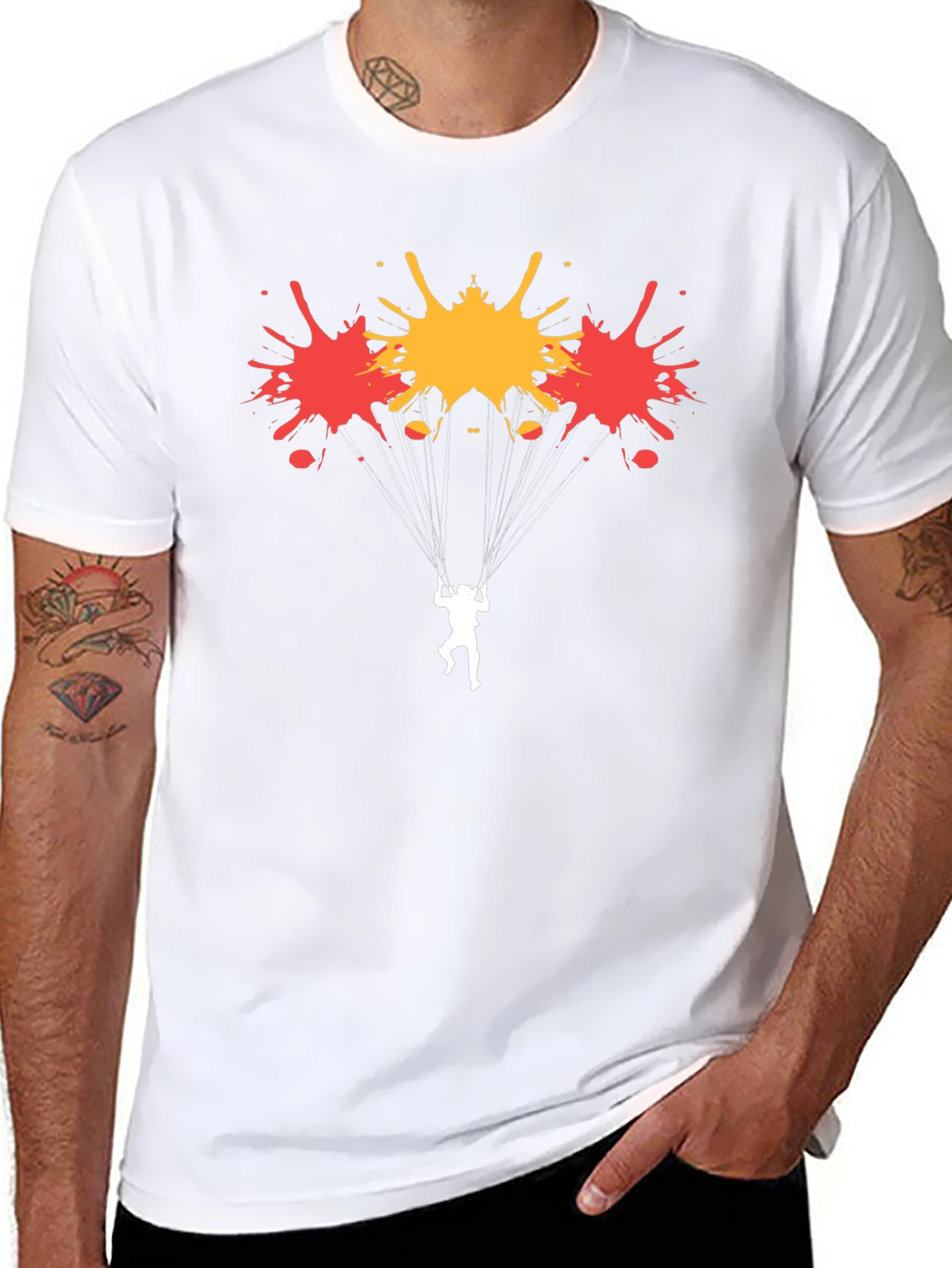 Skydiving Paint Splatter Black Graphic Tee