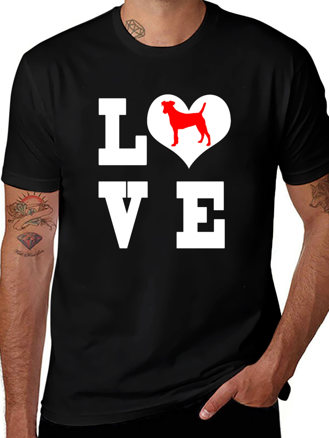 Dog Lover Graphic Tee - Black Cotton T-Shirt