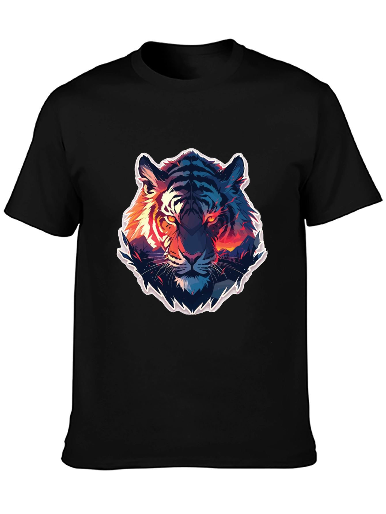 Tiger Graphic Print Crew Neck T-Shirt