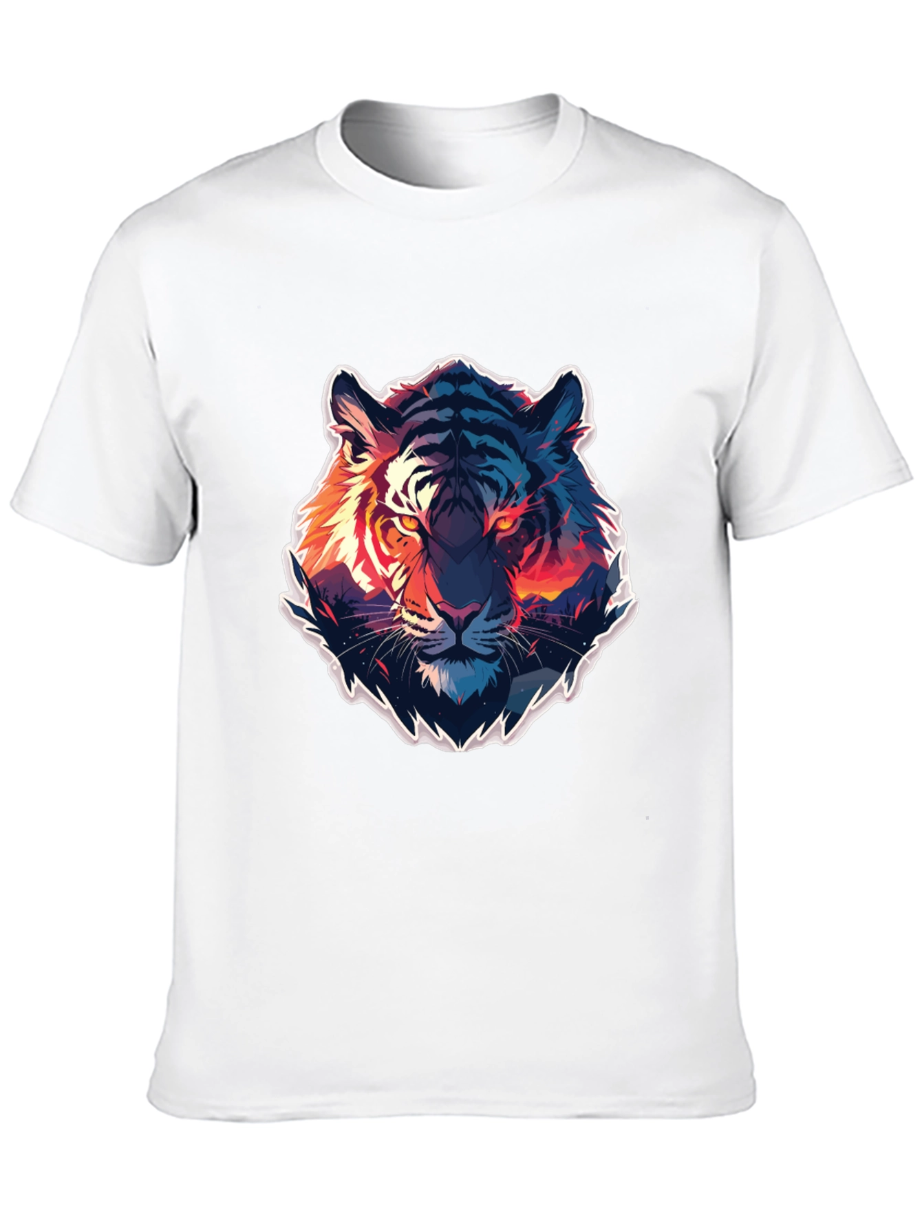 Tiger Graphic Print Crew Neck T-Shirt