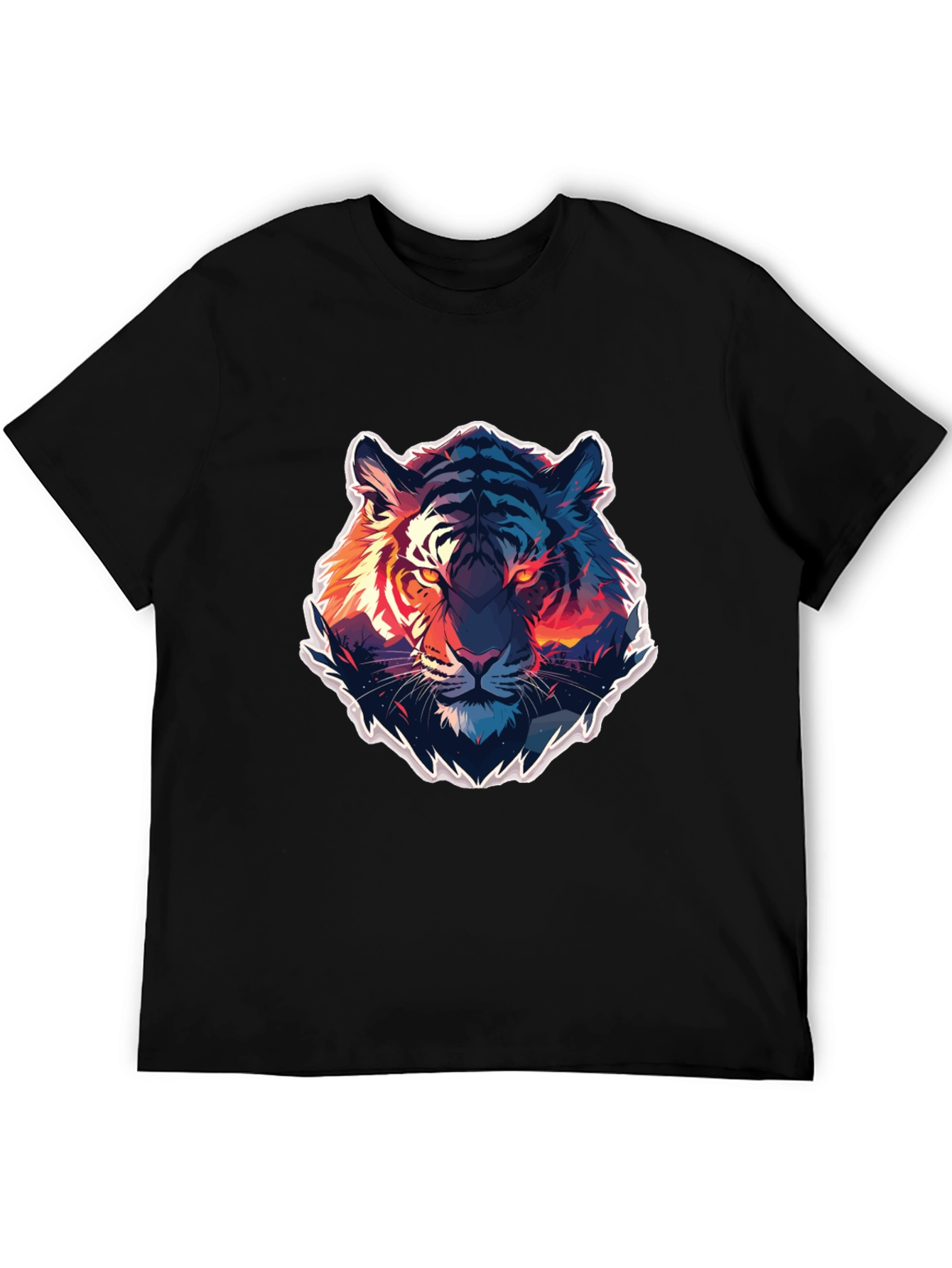 Tiger Graphic Print Crew Neck T-Shirt