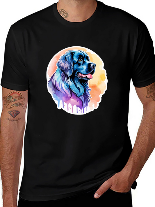 Watercolor Dog Graphic Black T-Shirt