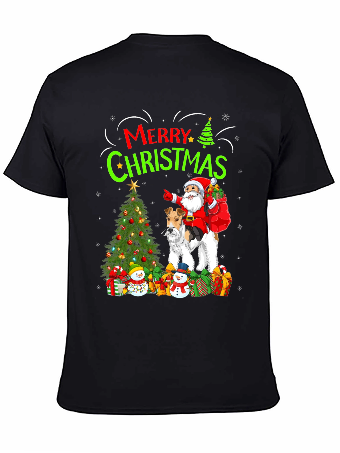 Festive Dog & Santa Christmas Tee