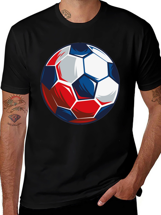Soccer Ball Graphic Tee - Black Cotton T-Shirt