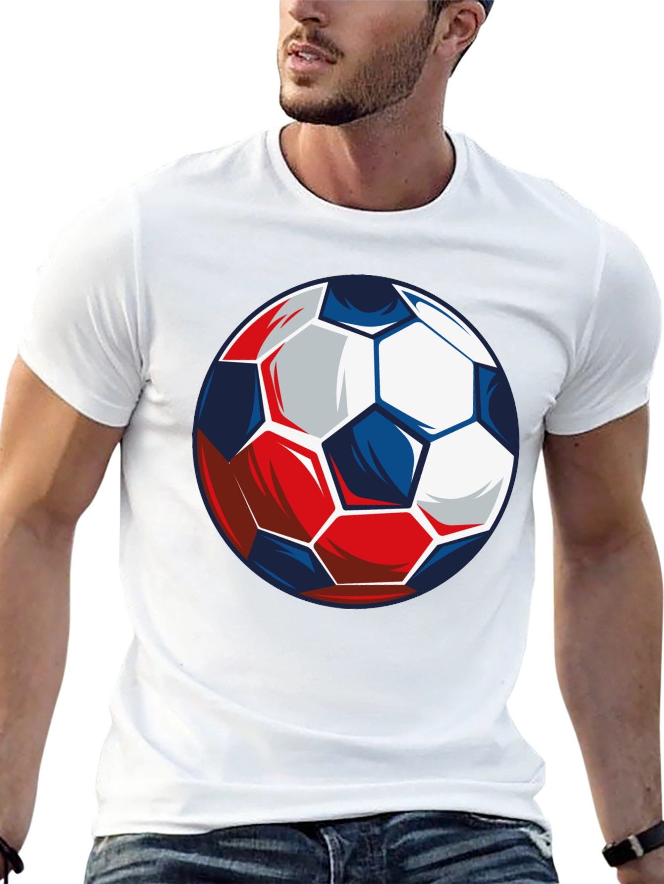 Soccer Ball Graphic Tee - Black Cotton T-Shirt