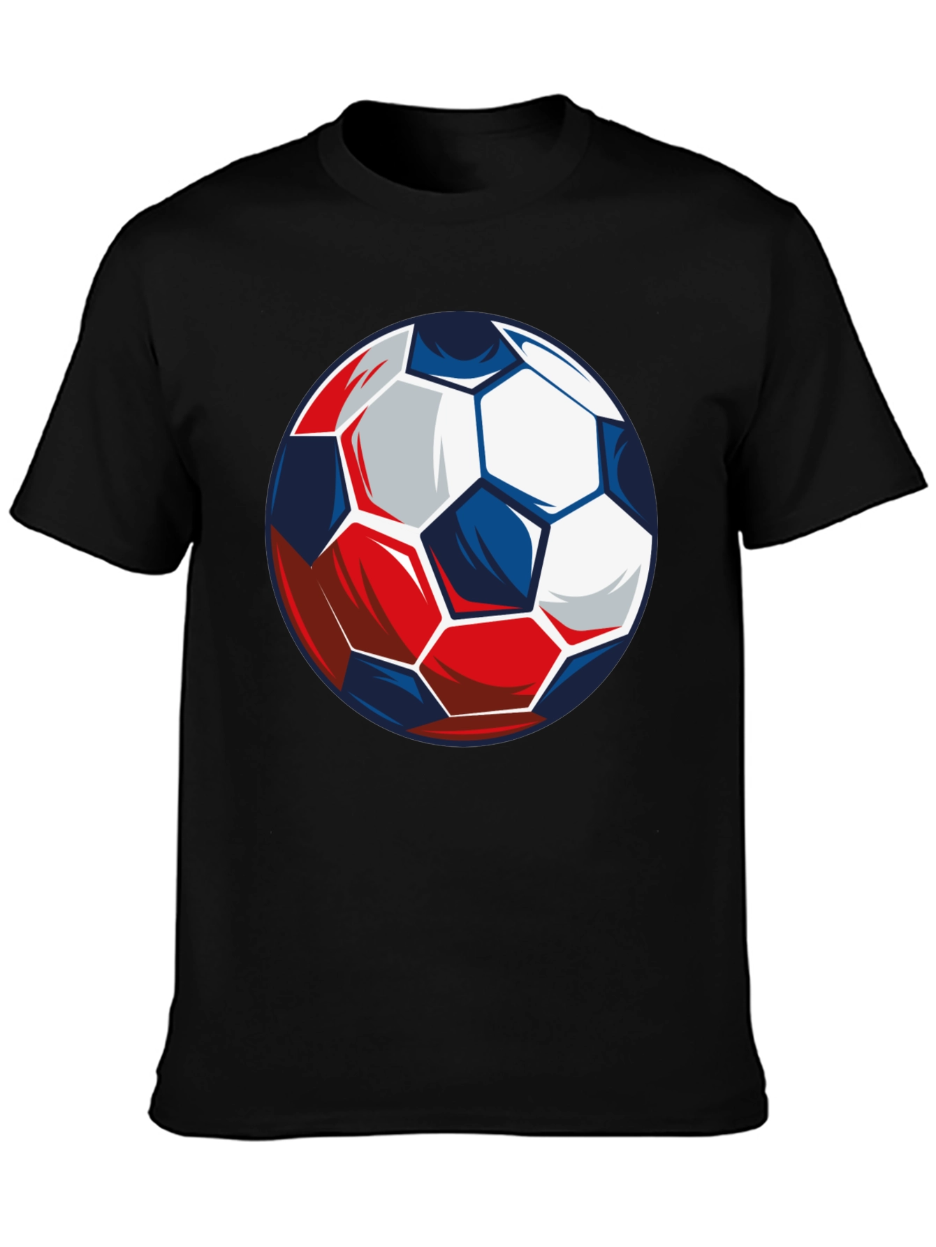 Soccer Ball Graphic Tee - Black Cotton T-Shirt