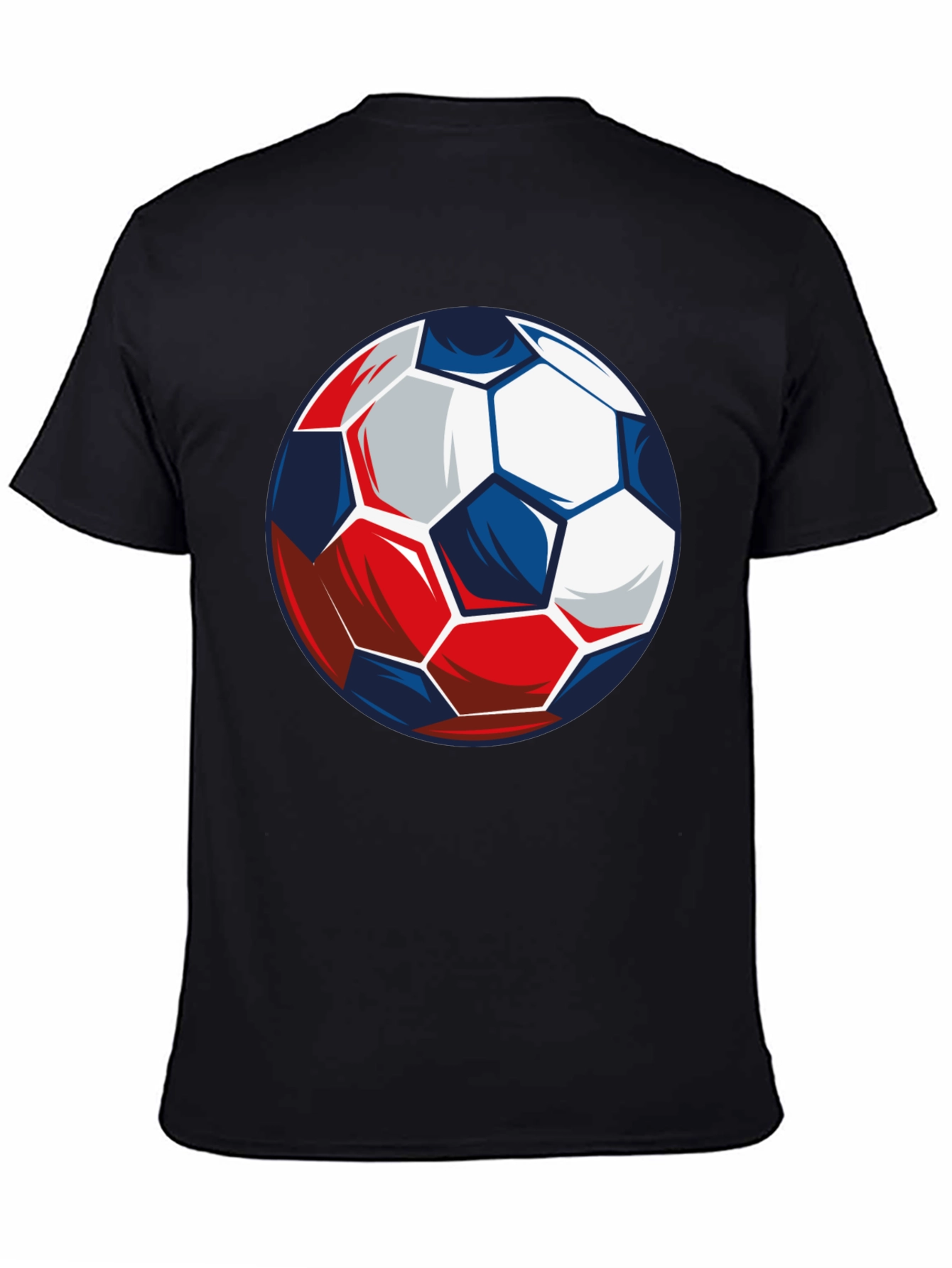 Soccer Ball Graphic Tee - Black Cotton T-Shirt