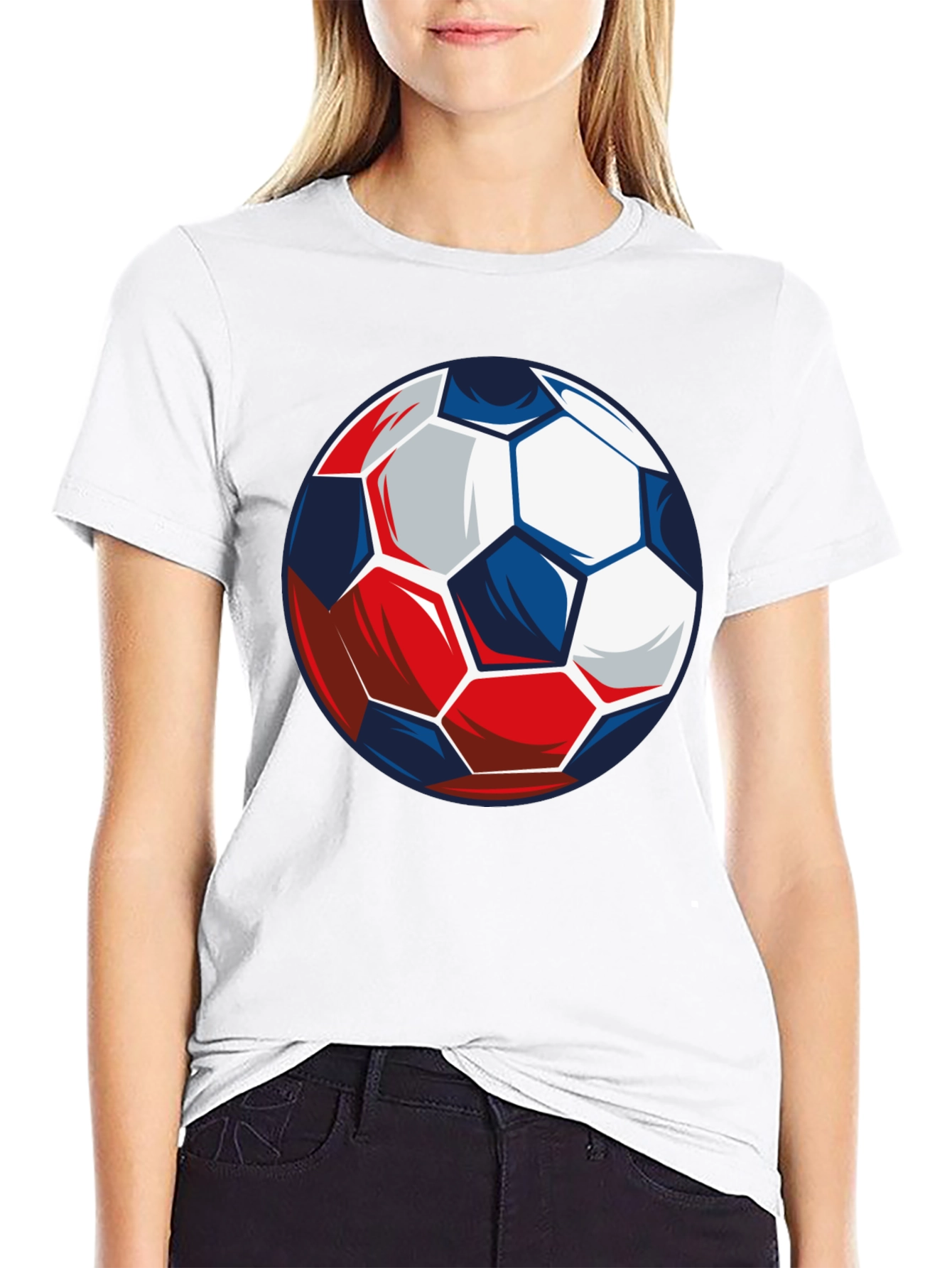 Soccer Ball Graphic Tee - Black Cotton T-Shirt