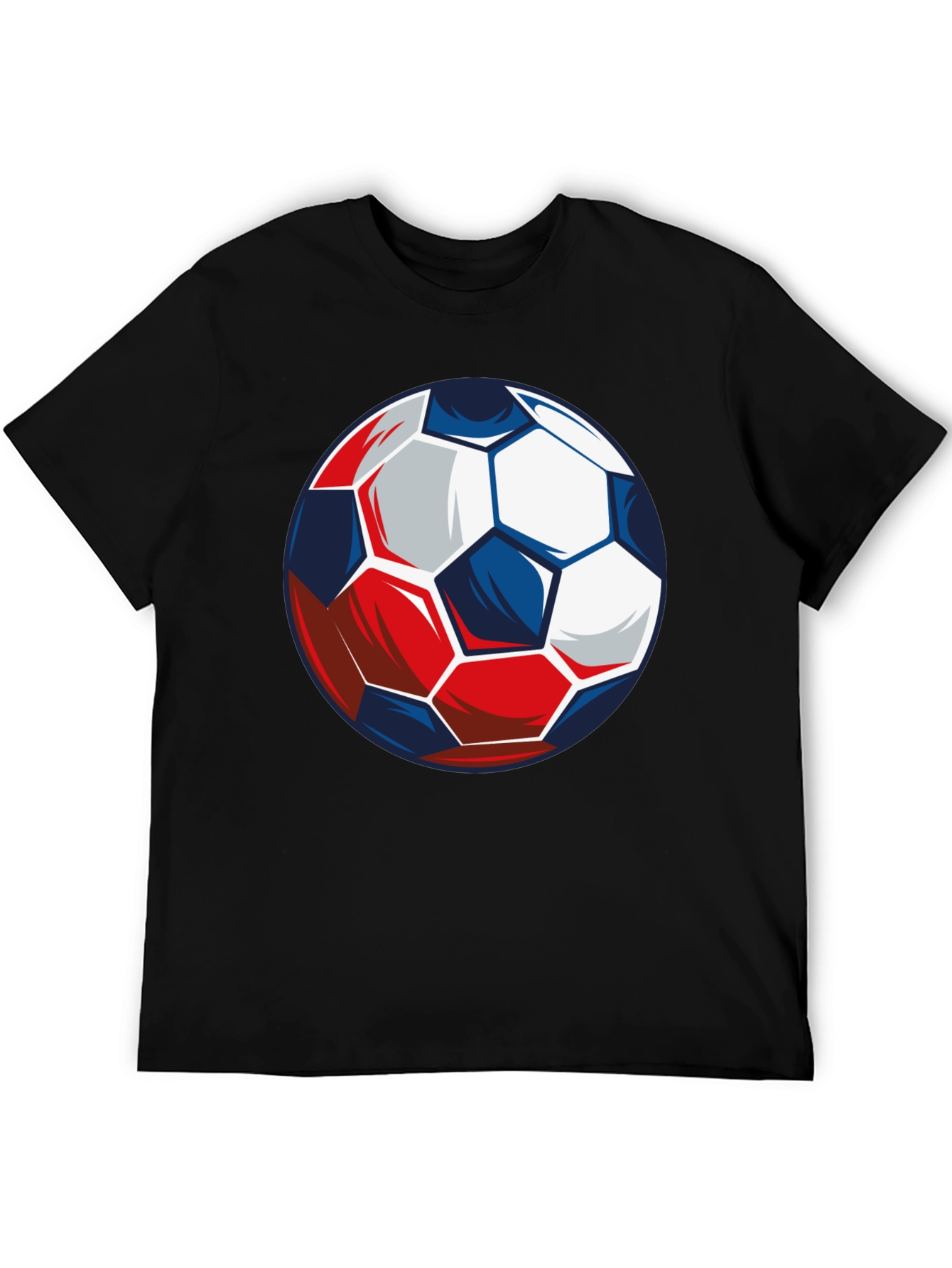 Soccer Ball Graphic Tee - Black Cotton T-Shirt