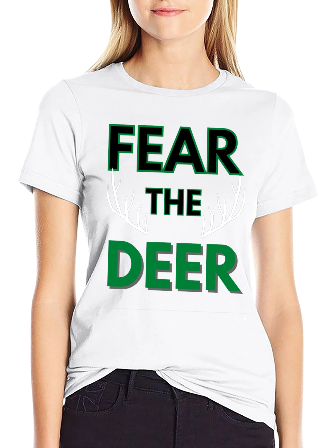Fear The Deer Black Graphic T-Shirt