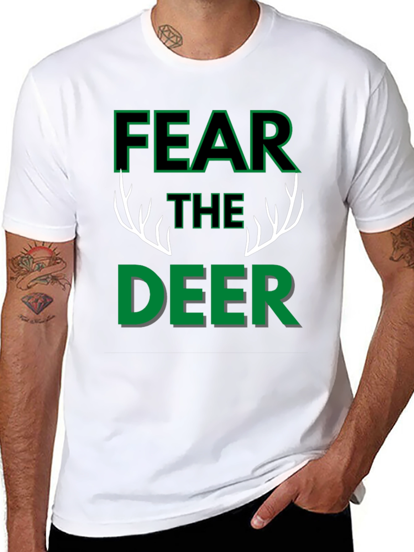 Fear The Deer Black Graphic T-Shirt