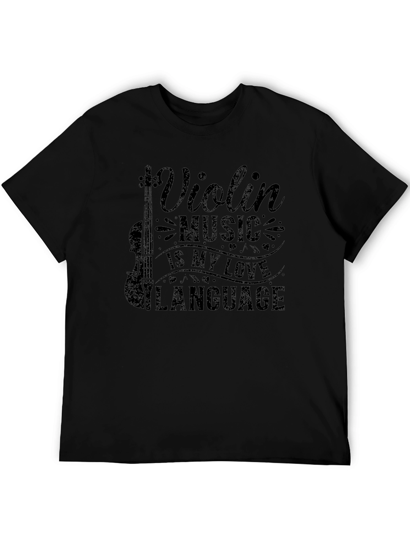 Violin Music Love Language Black T-Shirt