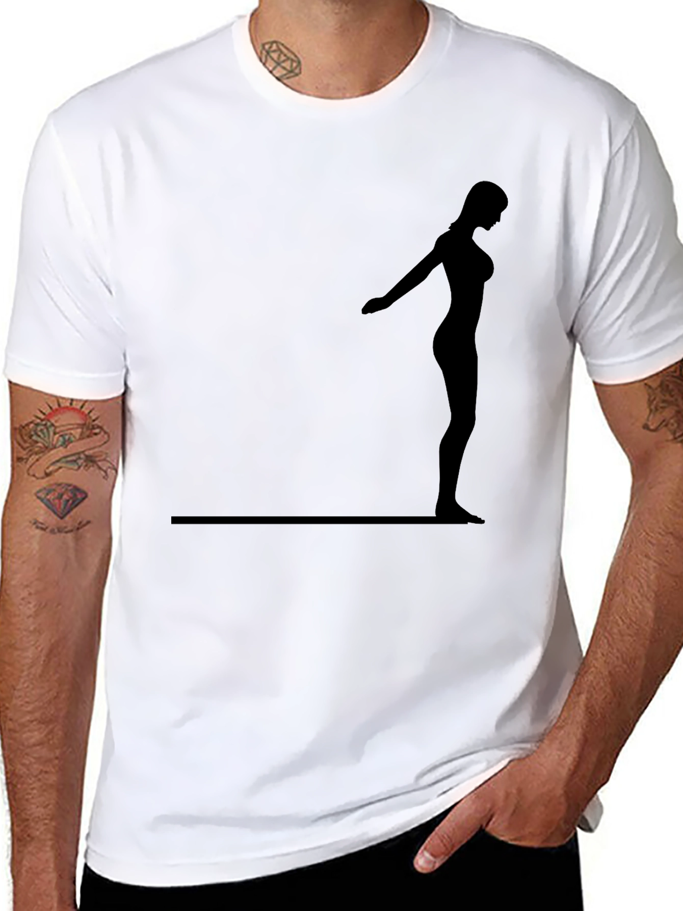 Black Yoga Silhouette Tee - Mens Casual Shirt