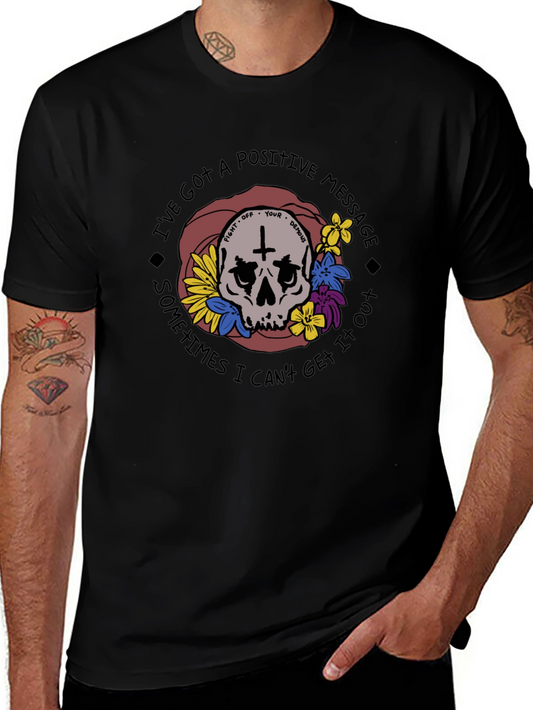 Positive Message Skull Graphic T-Shirt