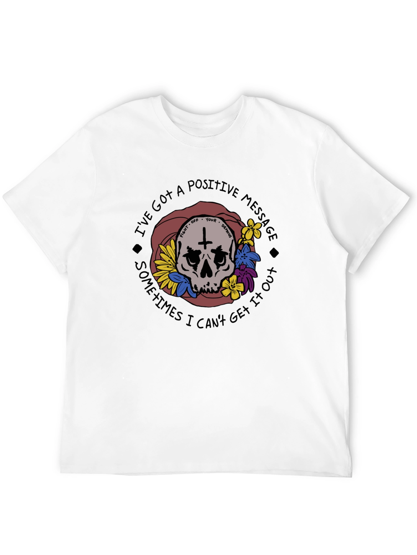 Positive Message Skull Graphic T-Shirt
