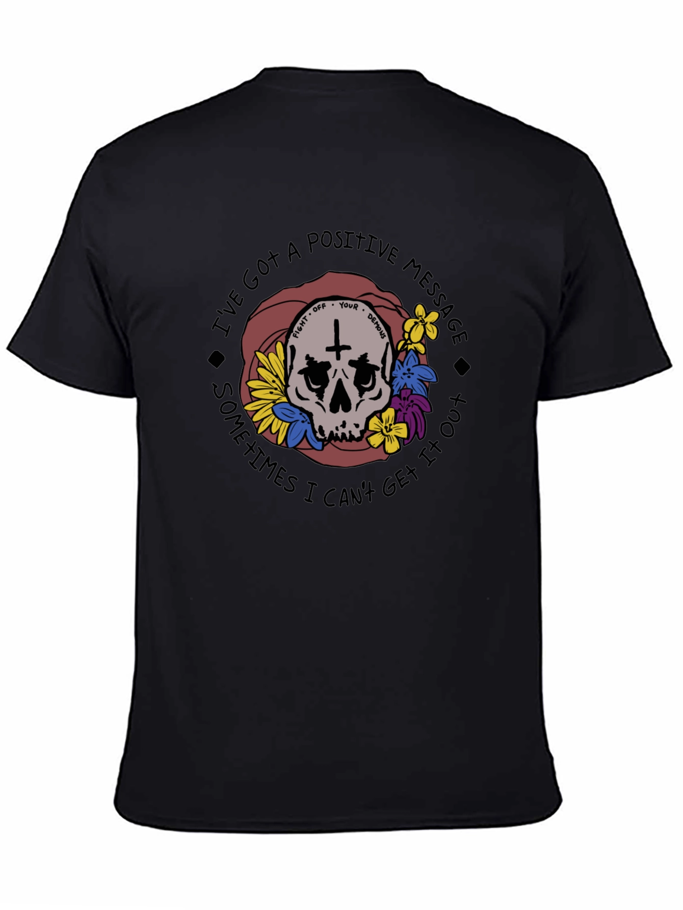 Positive Message Skull Graphic T-Shirt