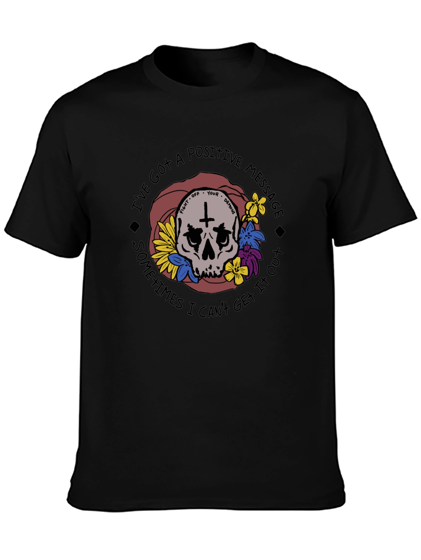 Positive Message Skull Graphic T-Shirt
