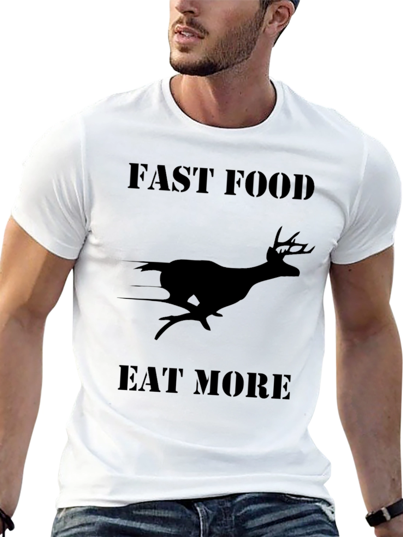 Fast Food Eat More Deer Graphic Tee