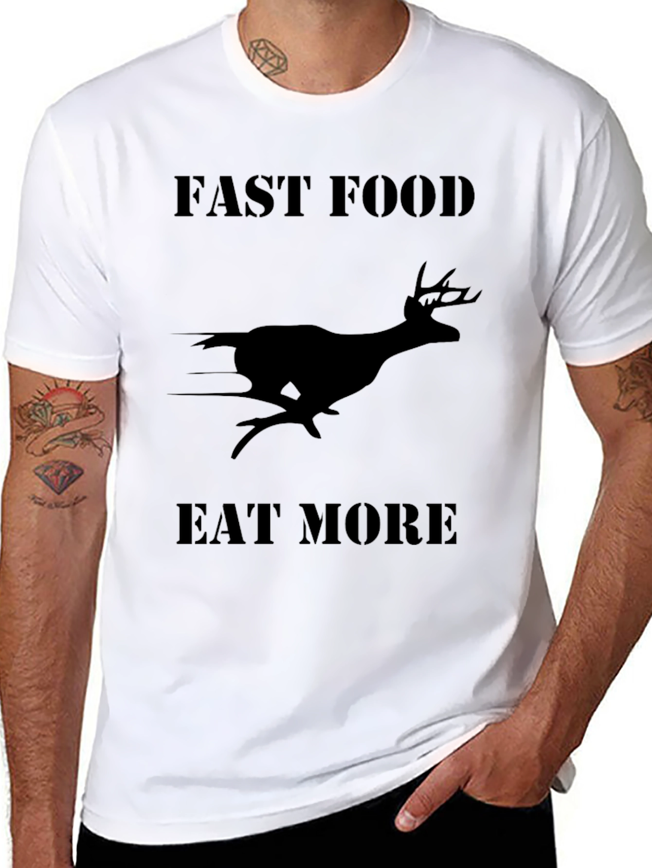 Fast Food Eat More Deer Graphic Tee