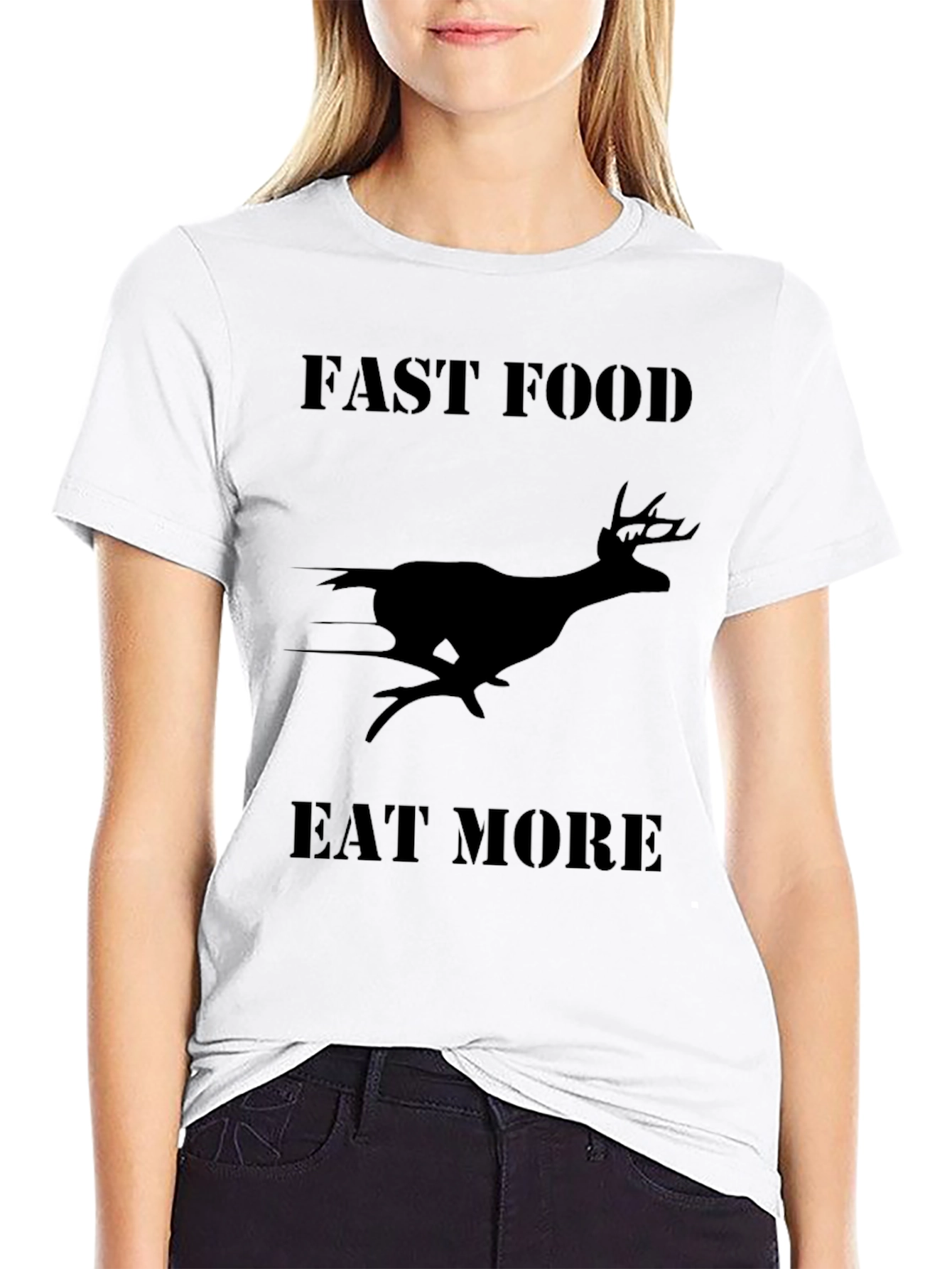 Fast Food Eat More Deer Graphic Tee