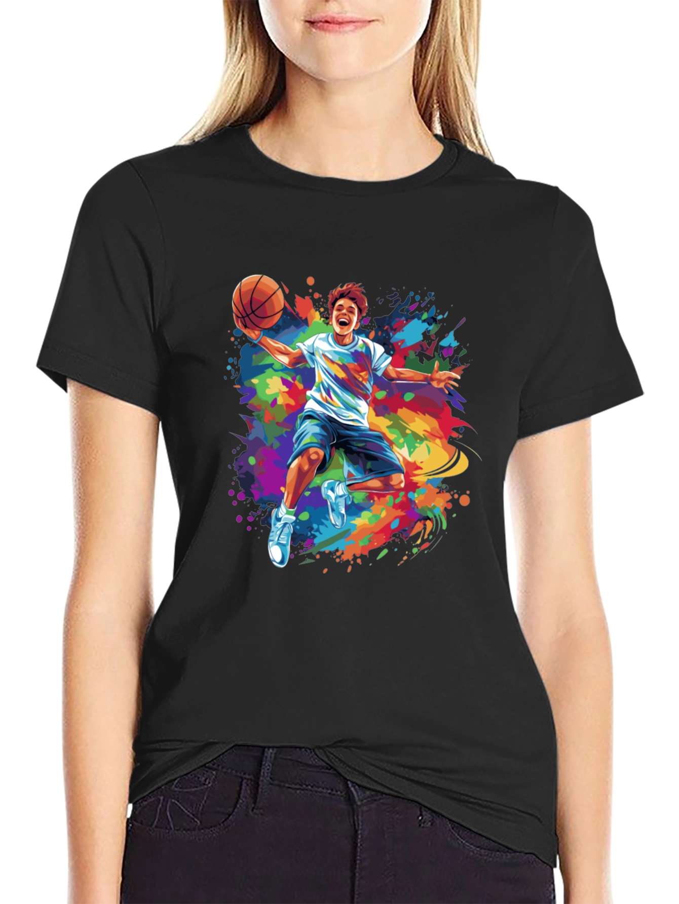 Colorful Basketball Graphic Tee