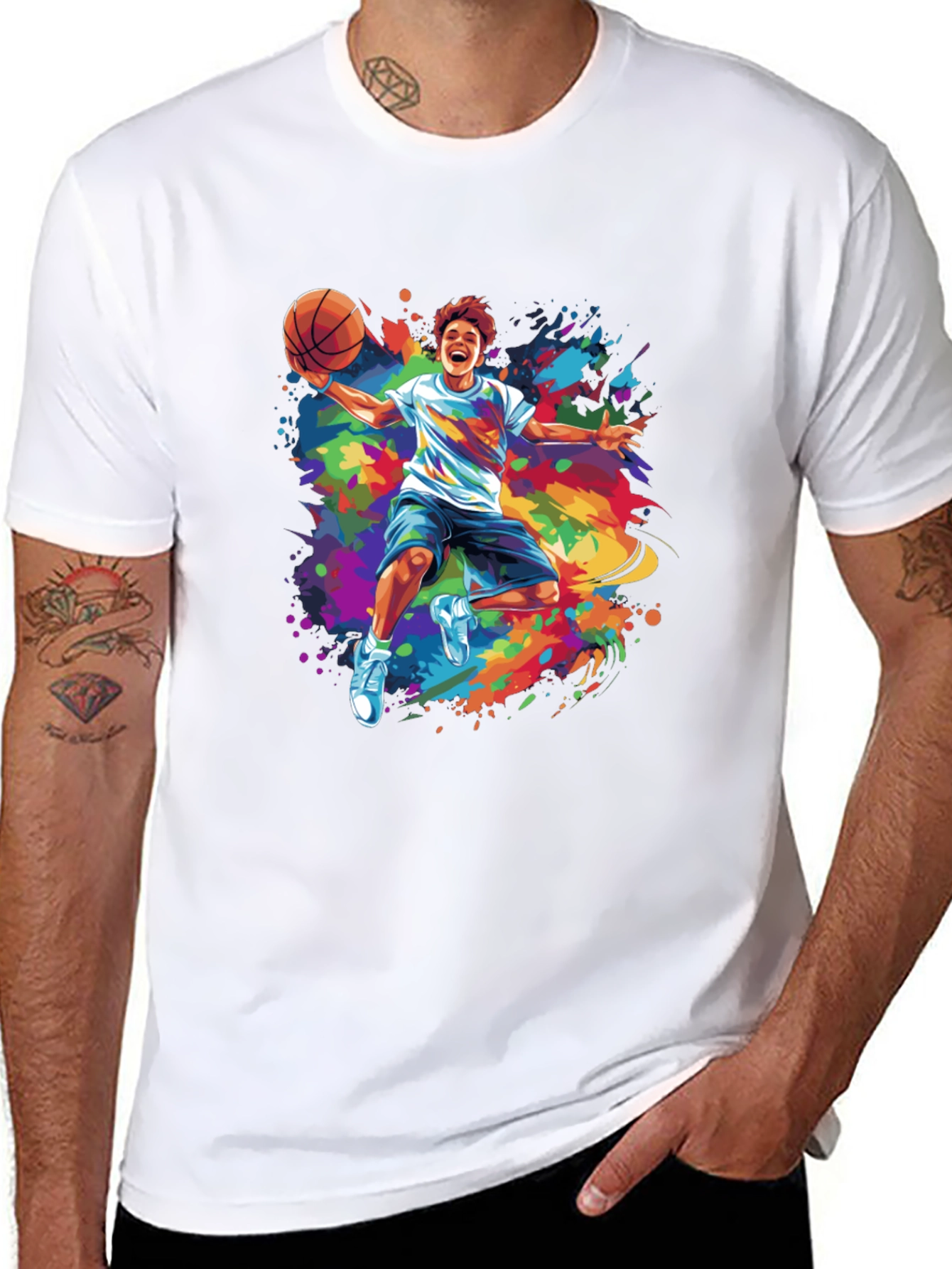 Colorful Basketball Graphic Tee