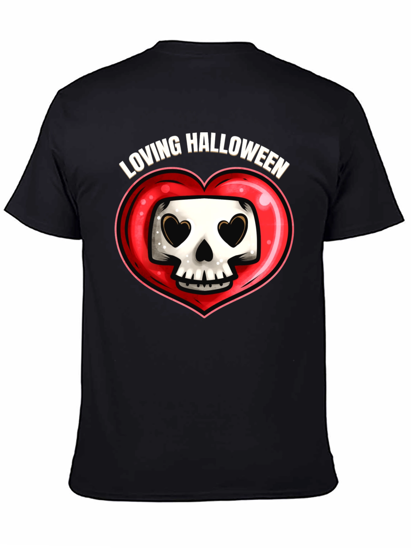 Loving Halloween Skull Heart Graphic Tee