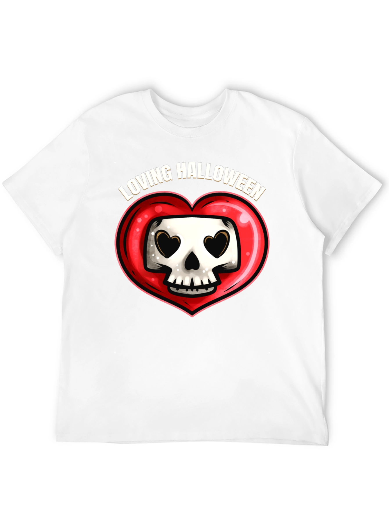 Loving Halloween Skull Heart Graphic Tee