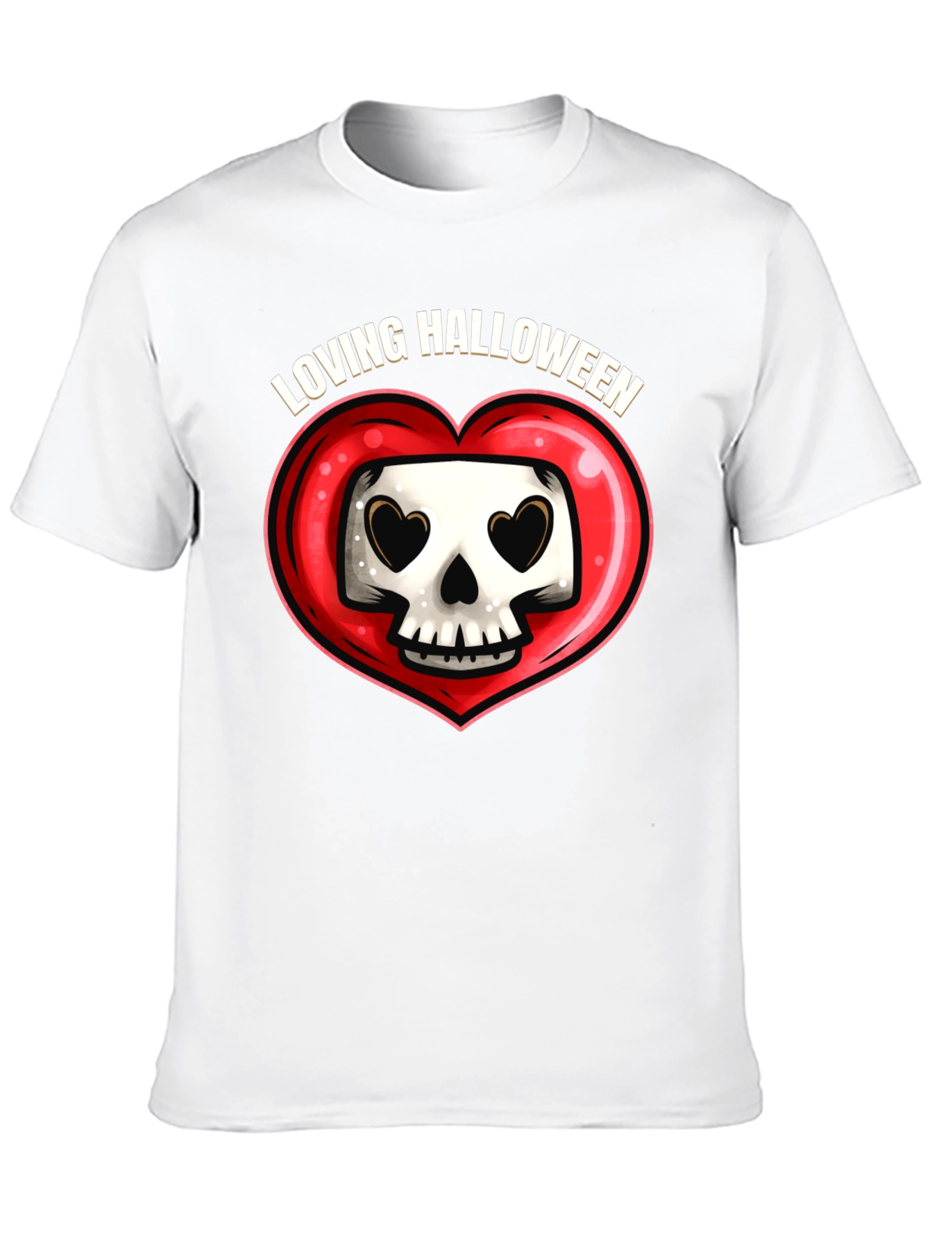 Loving Halloween Skull Heart Graphic Tee