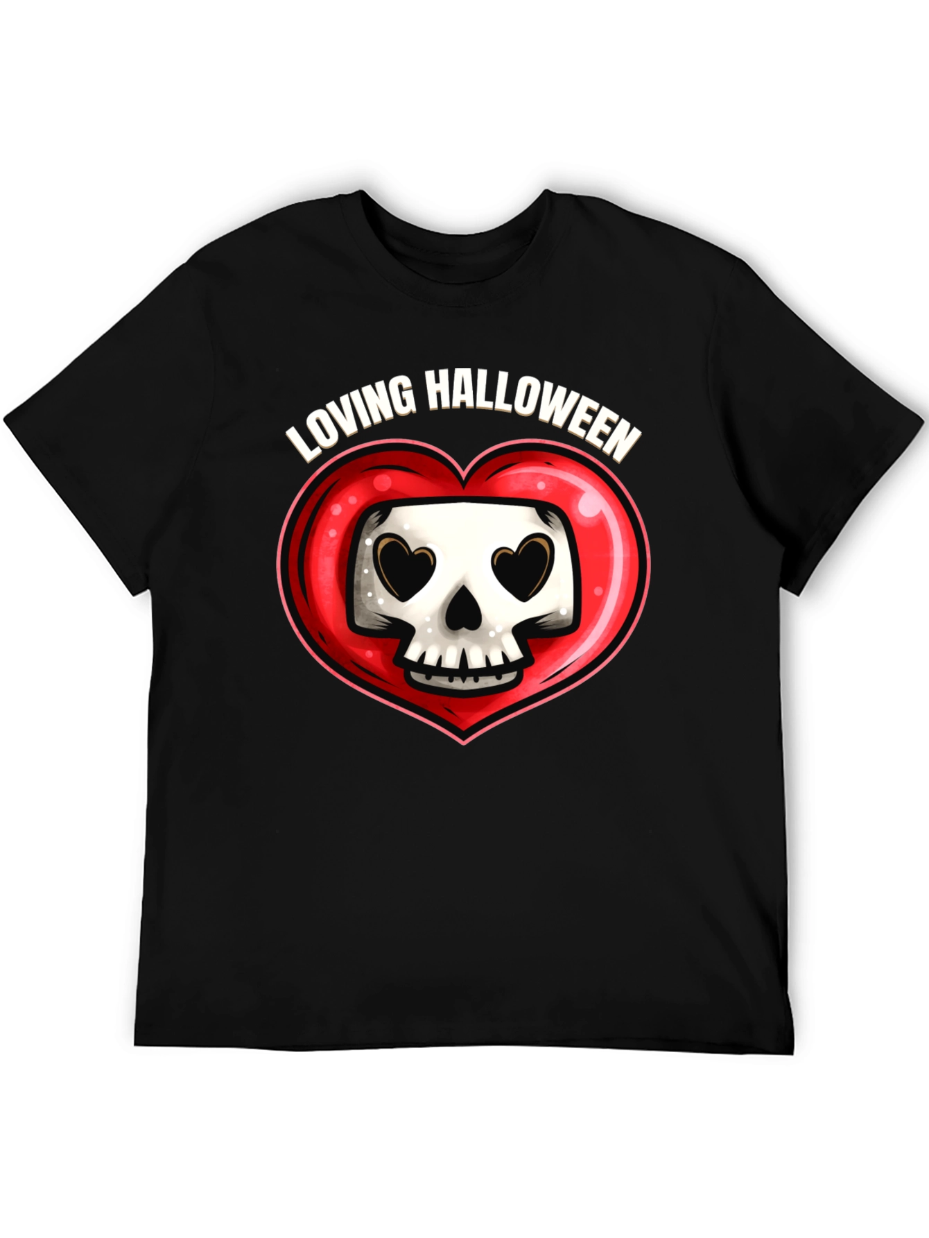 Loving Halloween Skull Heart Graphic Tee