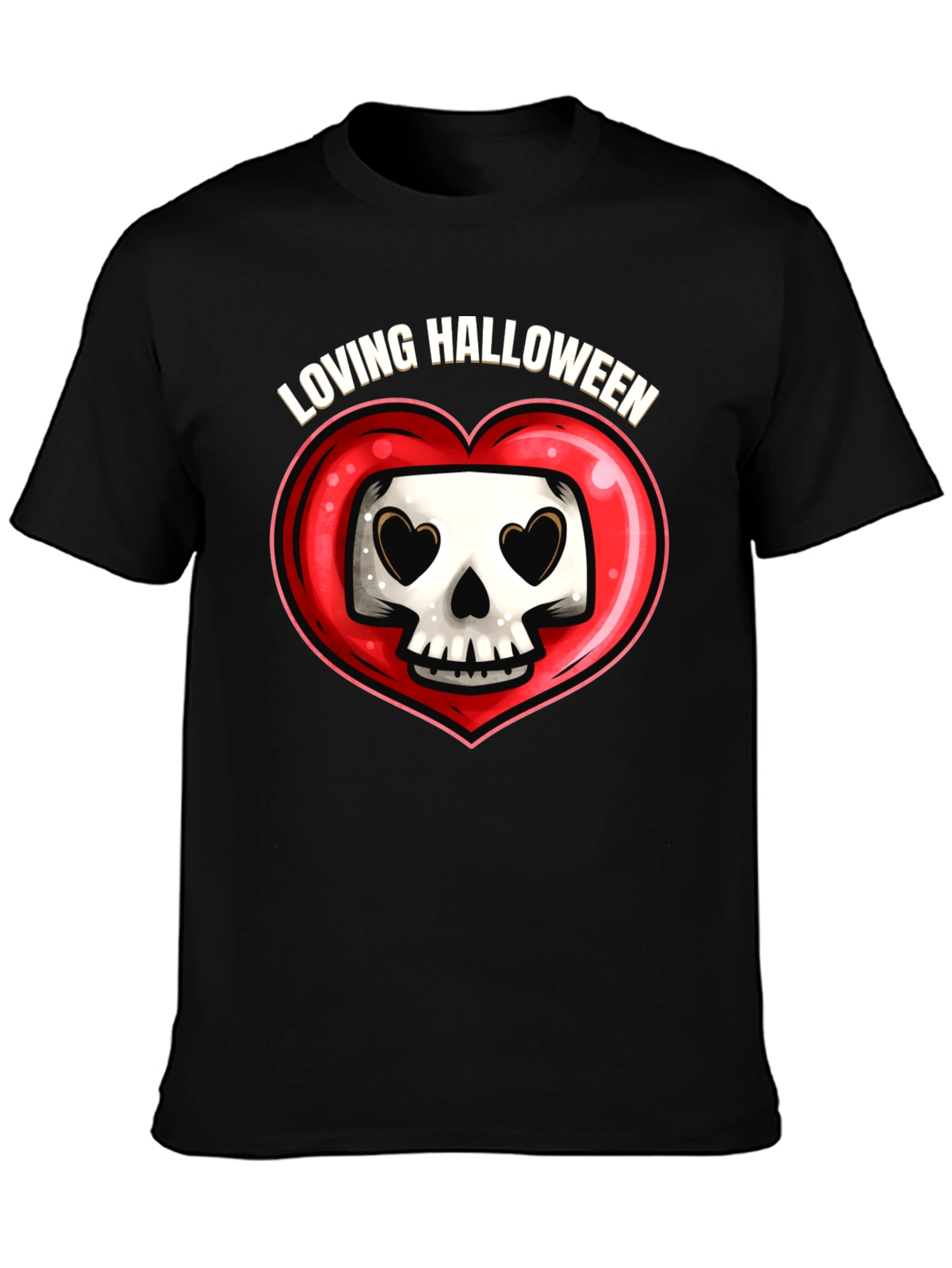 Loving Halloween Skull Heart Graphic Tee