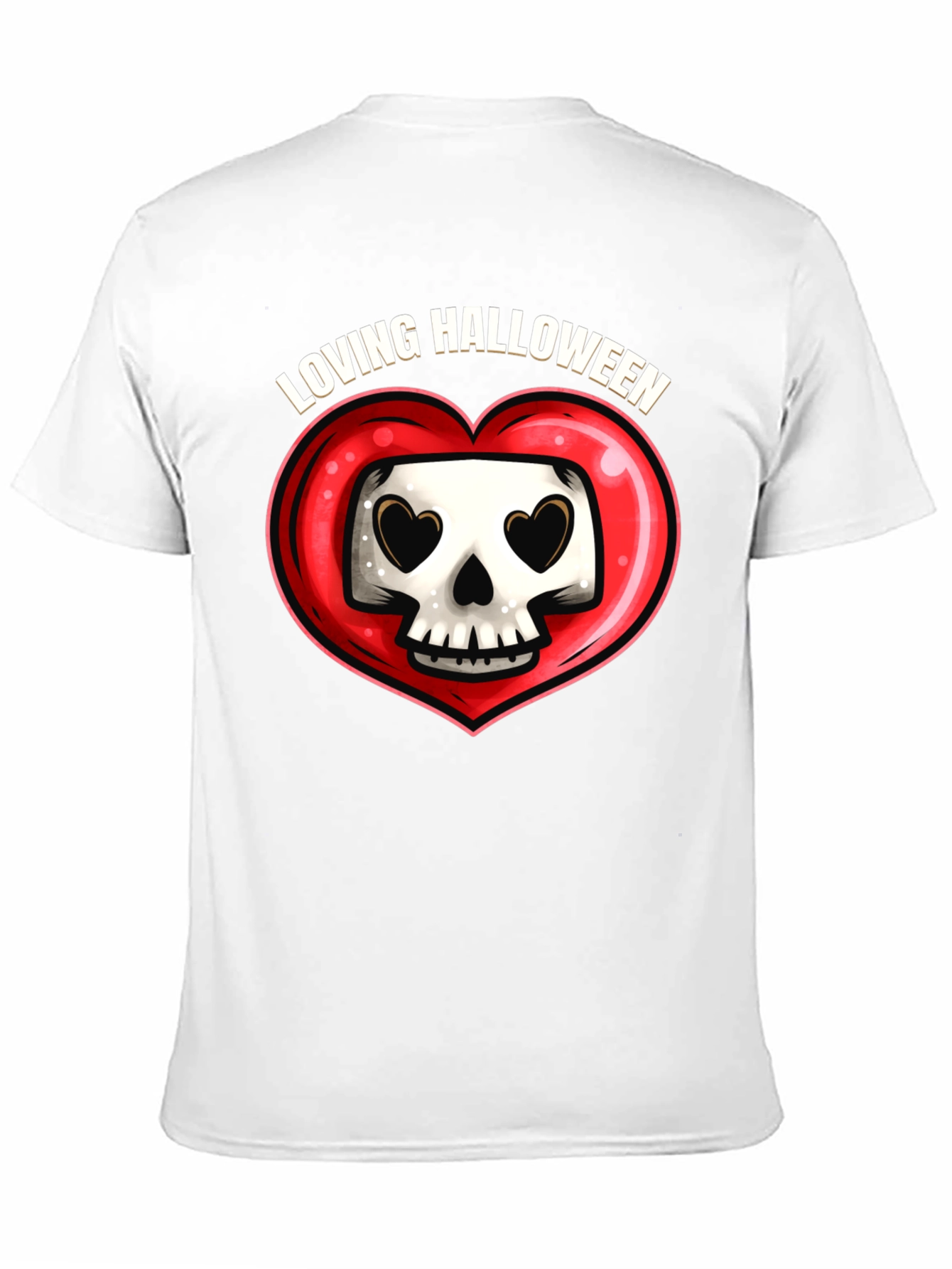 Loving Halloween Skull Heart Graphic Tee
